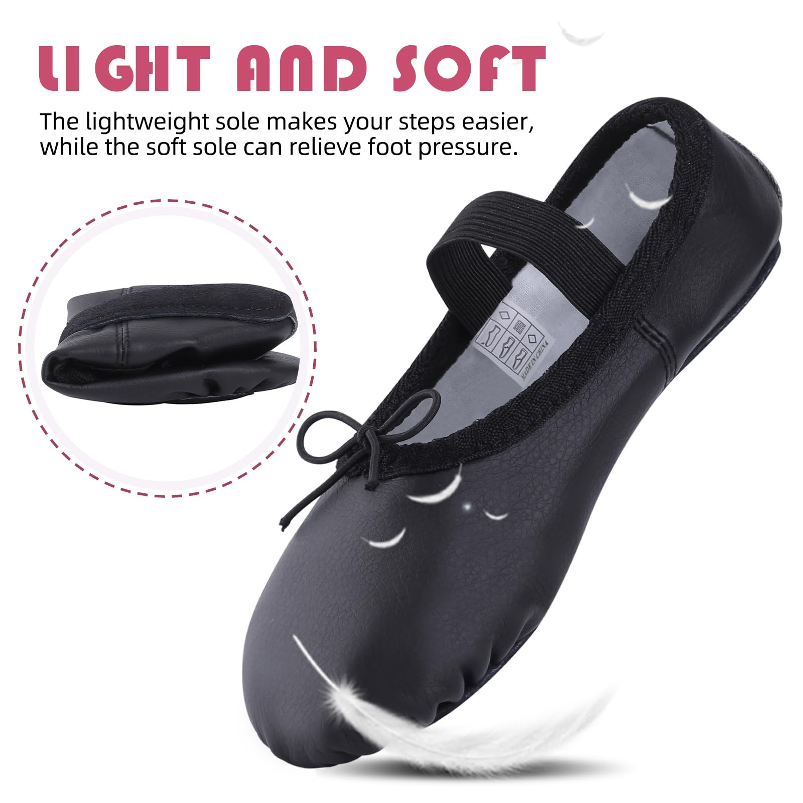 Zapatillas Ballet Niña Cuero Zapatos Danza Mujer Calzado de Danza Gimnasia Yoga Prada para Niños y Adultos Tallas 22-44 EU