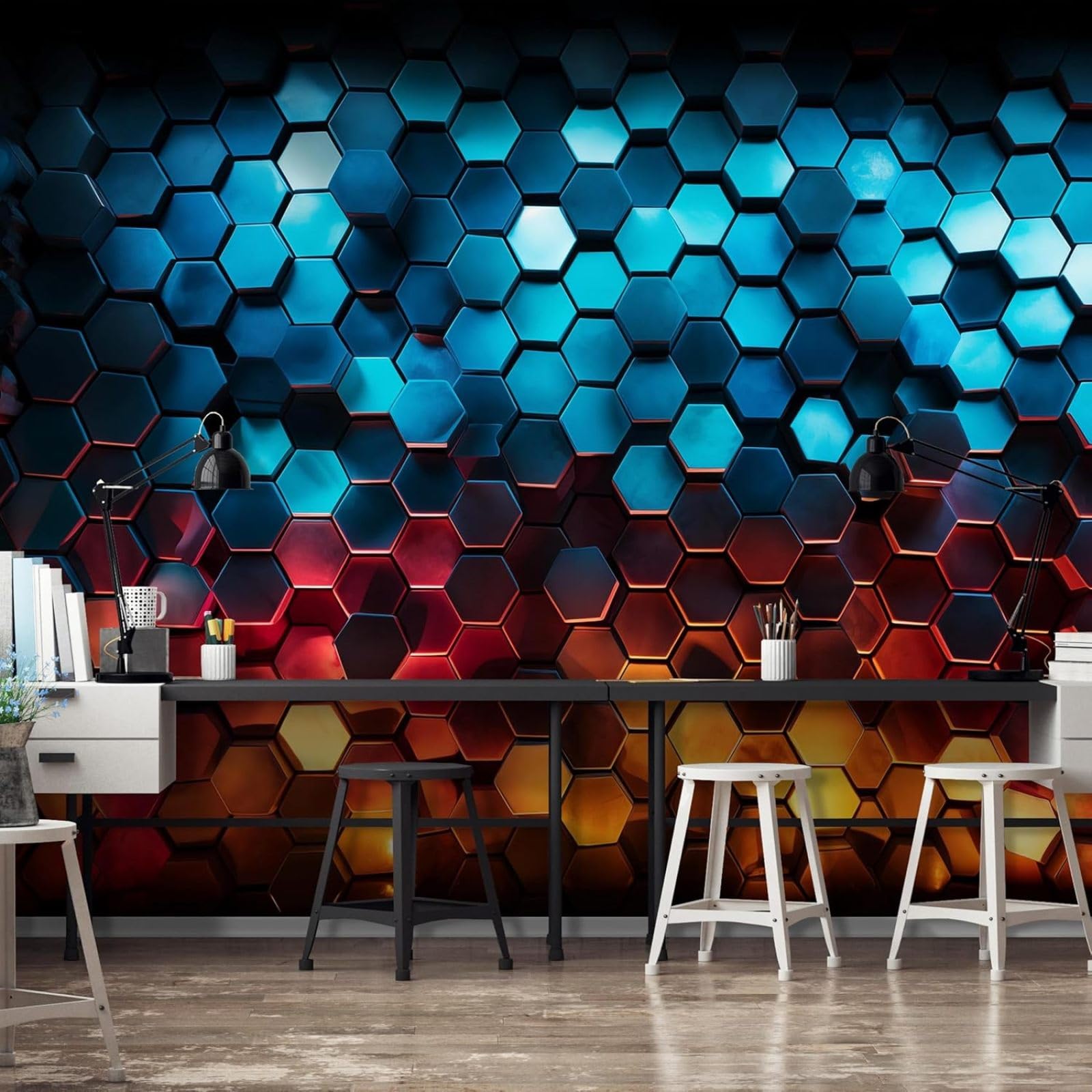 Kfjhgbdshhj Boys 3D Mural Photo Mural-Wallpaper For Children's Room Hexagon 3D Effect Geometric Gaming - For Children's -3D,300Cmx210cm Poster - Wall Sticker - Frameless Picture