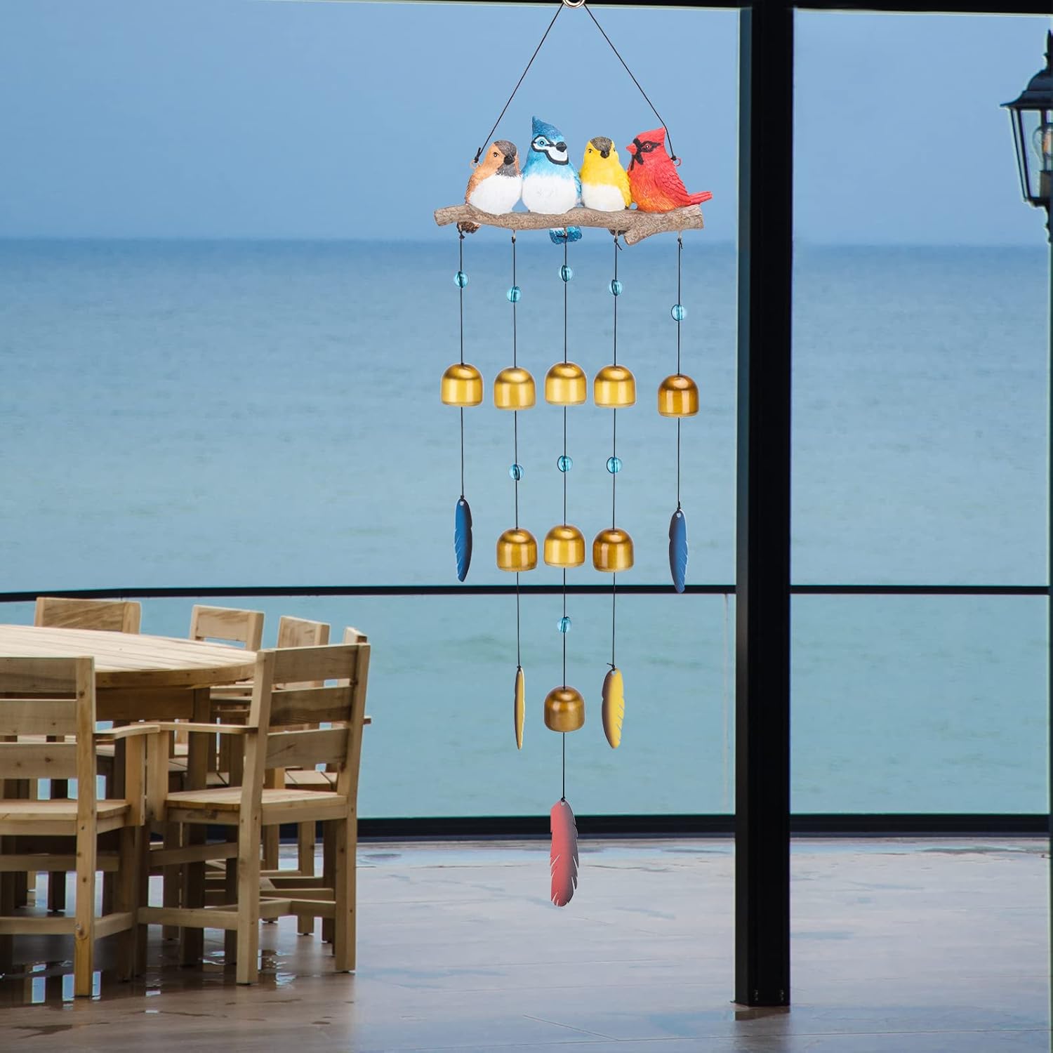 Taman Bird Wind Chime - 29" Wind Bell Valentine's Day Gift for Outside Indoor Cardinal,Blue Bird Decorative Bronze Wind Chime Memorial Sympathy Gift for Home, Outdoor, Yard, Patio,Garden Decor - Image 7