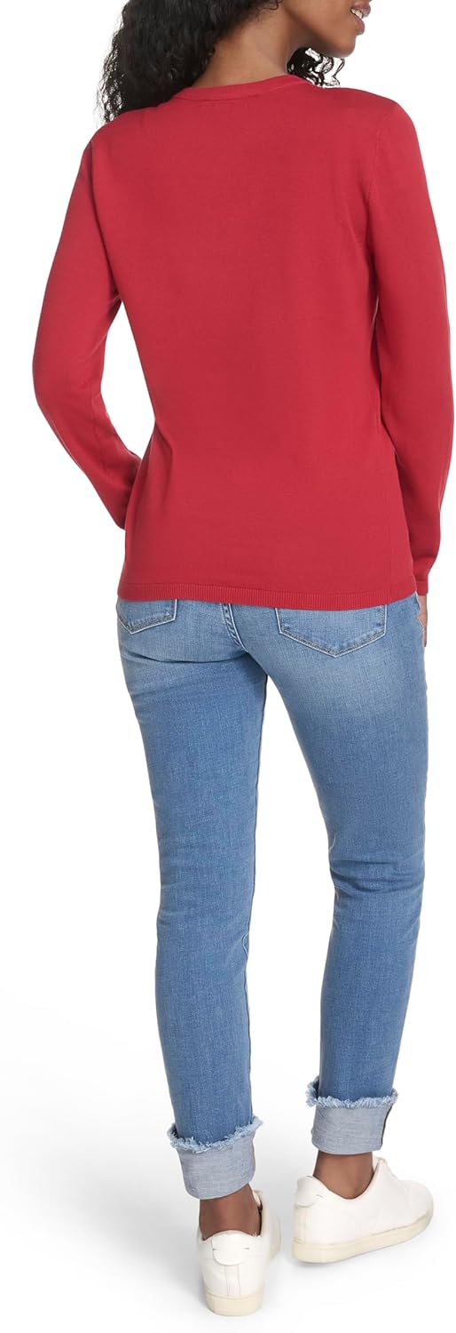 Tommy Hilfiger Womens Long Sleeve Cotton Argyle V-Neck Sweater - Image 4