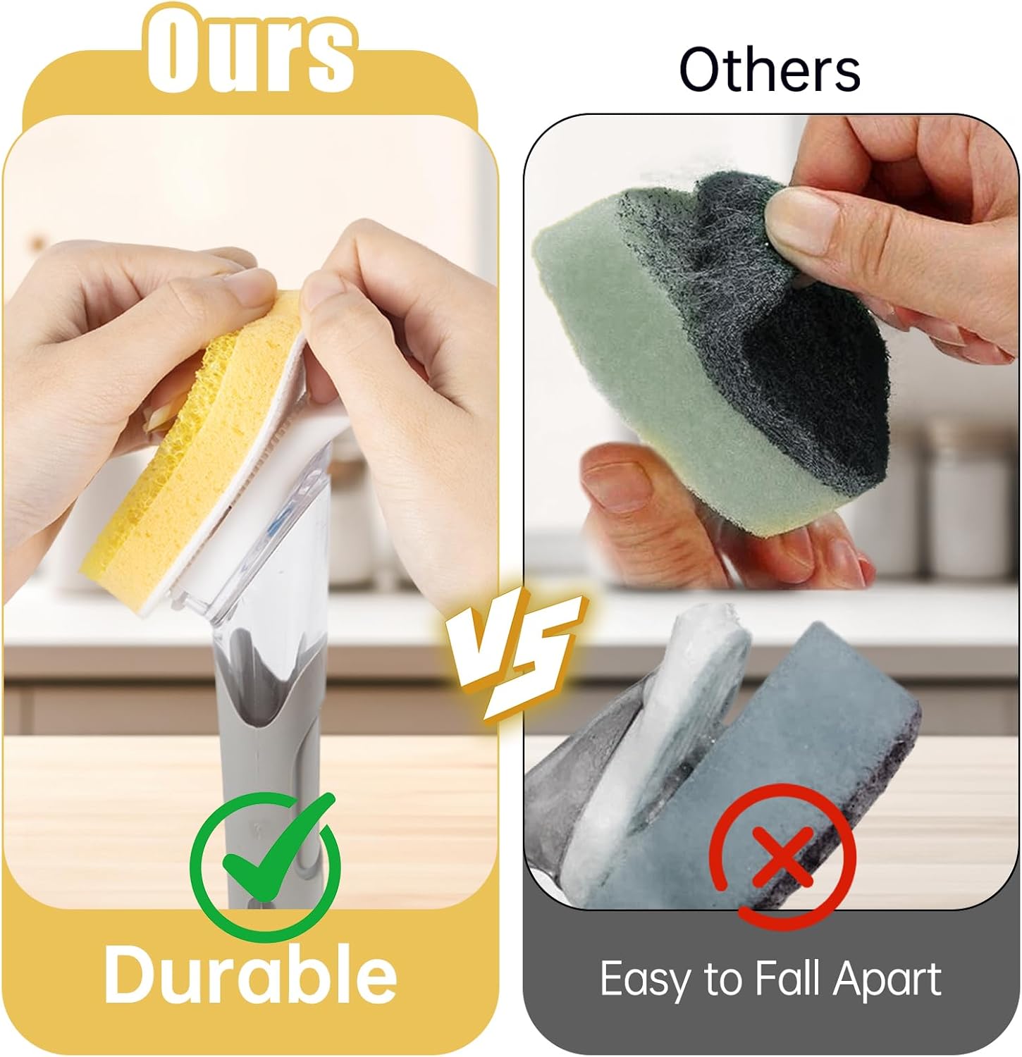 12Packs Dish Wand Sponge Refills for Scrub Daddy Dish Daddy - Replacement Heads for Dish Sponges, Non Scratch Dish Washing Scrubbers, Ideal for Kitchen Cleaning, Yellow (Only Sponge Heads) - Image 4