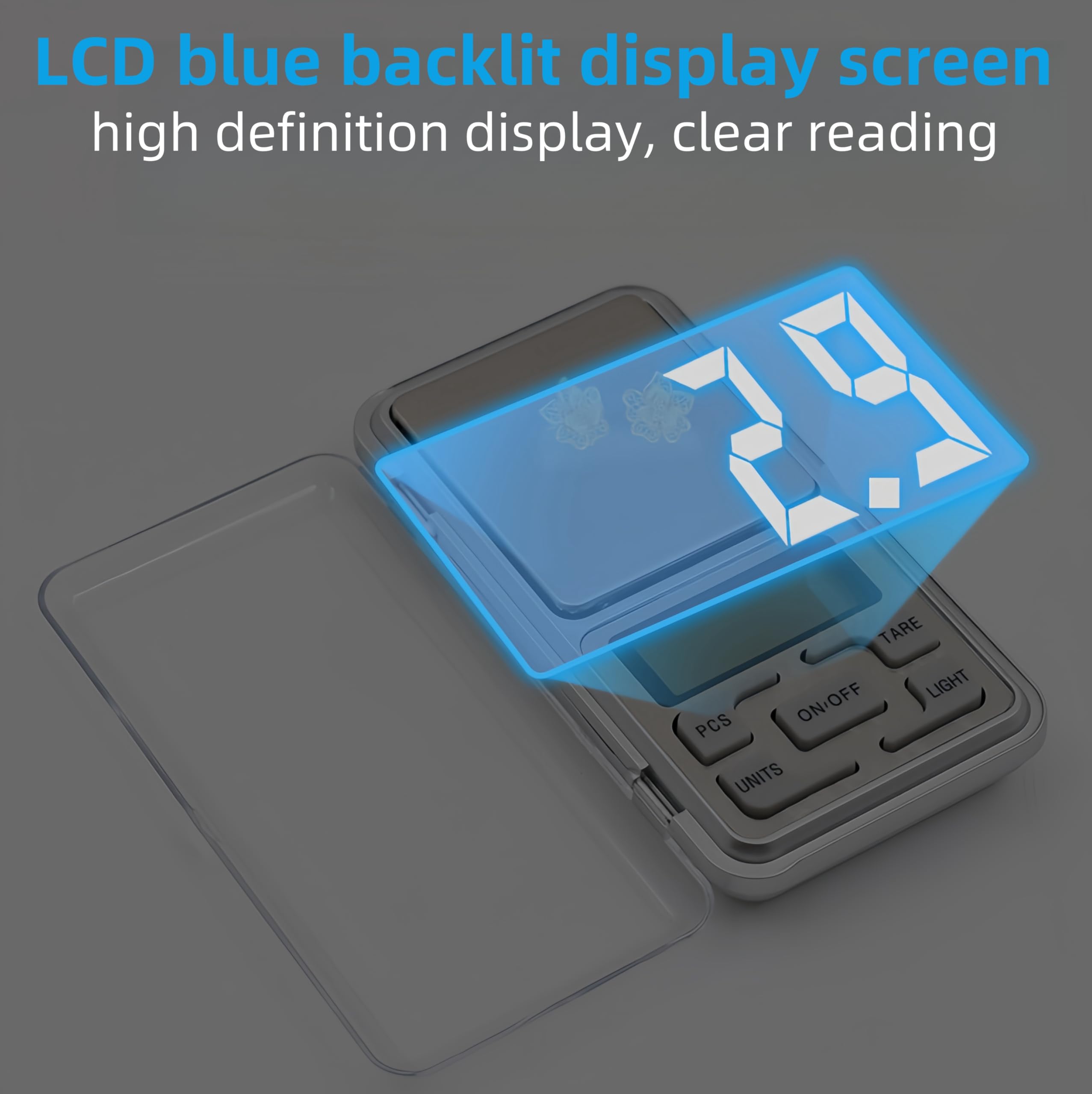 Rechargeable Pocket Scale Digital Jewelry Scale 500g 0.1g Accuracy with Backlit LCD Display, Portable Mini Gram Scale Small Food Scale with Flip Cover, Charging Cable Included