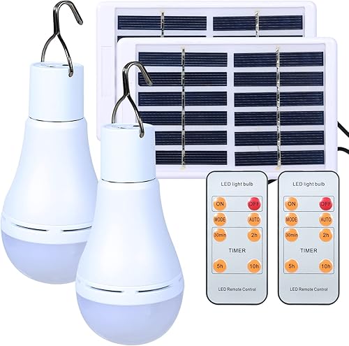 Miniatura 1 de CCGKX Bombillas solares recargables con temporizador remoto 4 modos de farol alimentado por energía solar para interiores y exteriores gallinero