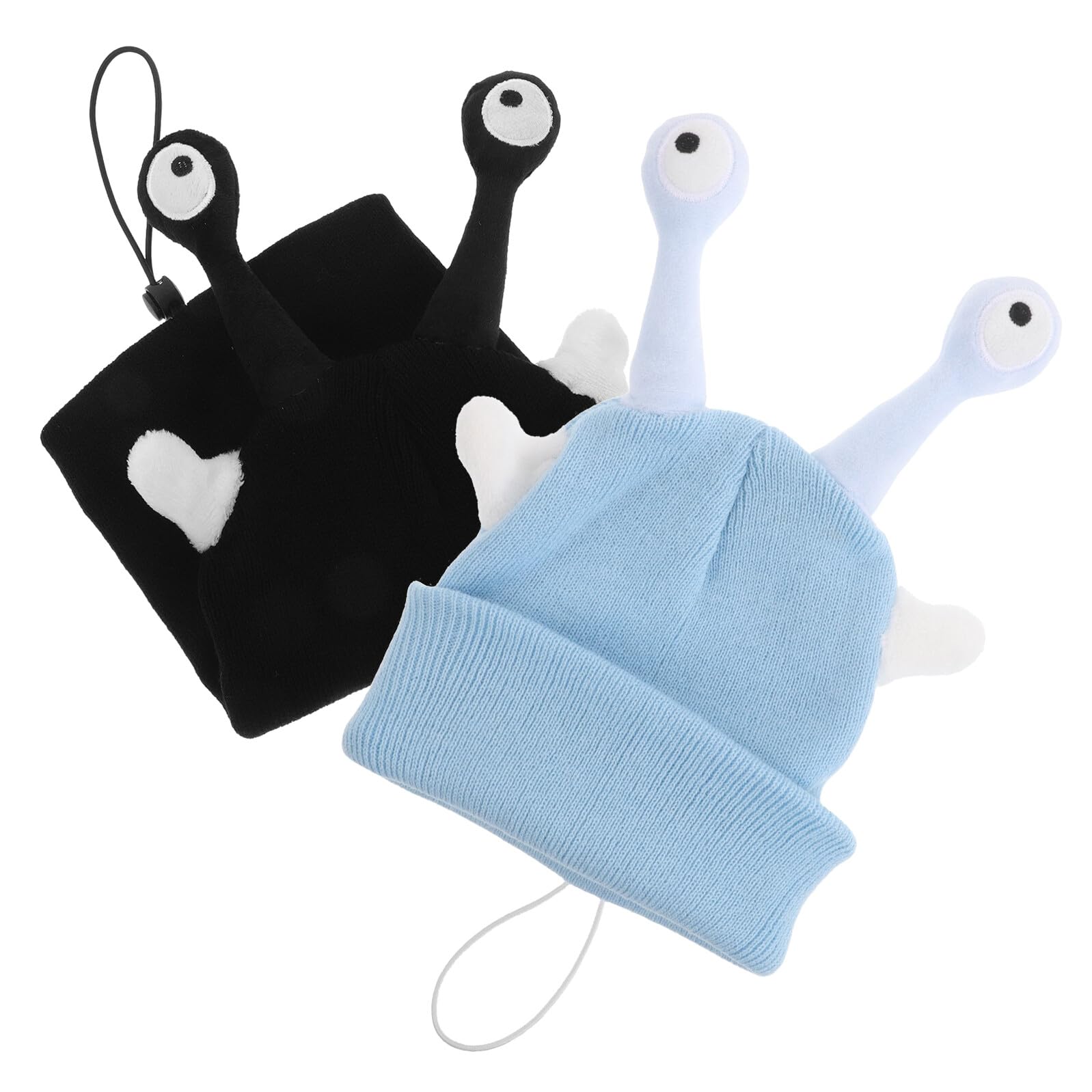 TOYANDONA 2 Copricasco da Sci in Maglia con Antenne Cartone Animato, Copertura Protettiva Elastica per Casco Snowboard e Sport Invernali, Accessori Divertenti per Casco da Sci e