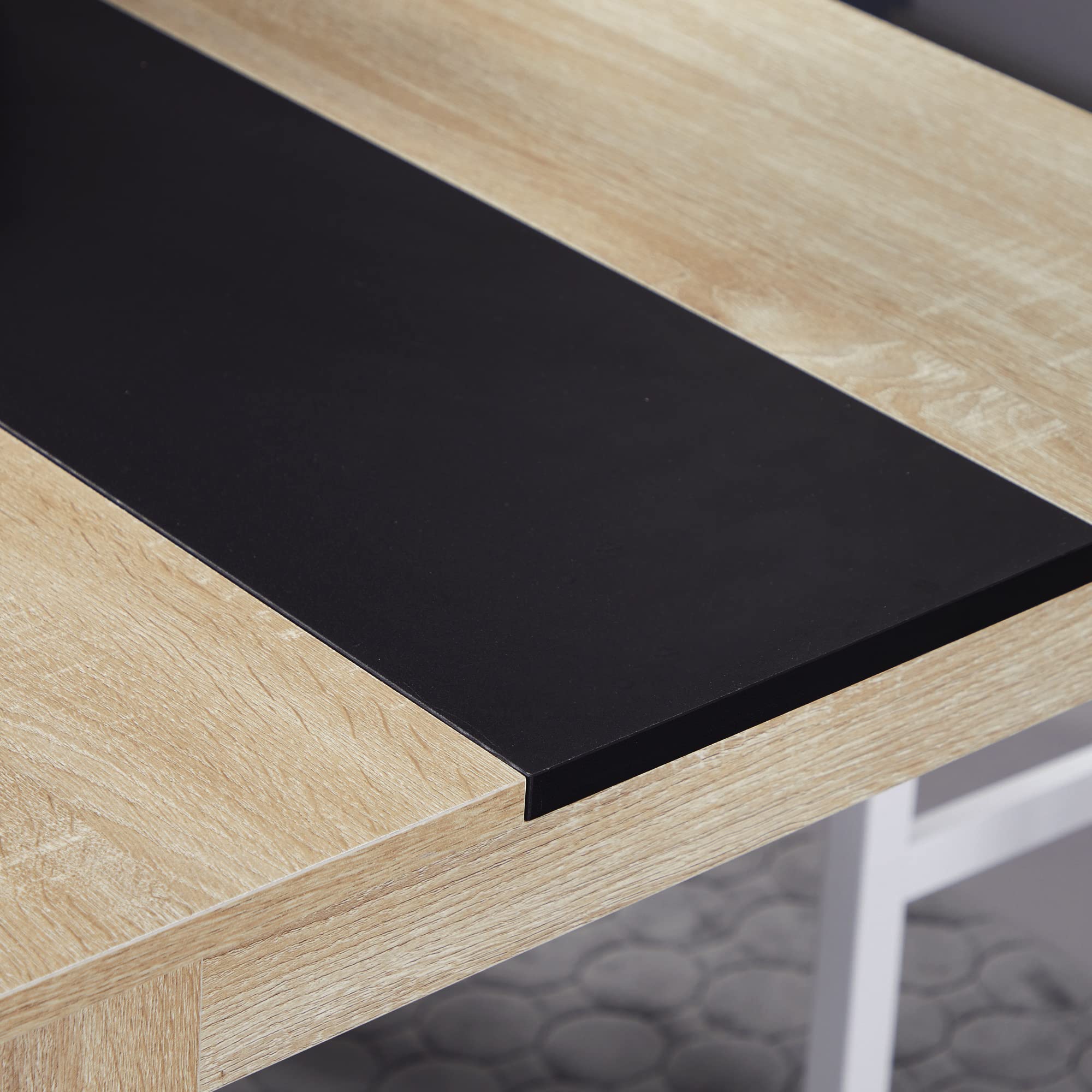 HOMCOM Tavolo da Pranzo per 4-6 Persone, Tavolo Cucina Moderno con Piano con Venature del Legno, Tavolino da Soggiorno e Sala da Pranzo Rettangolare in Legno, 120x69x75 cm, Colore Nero e Legno