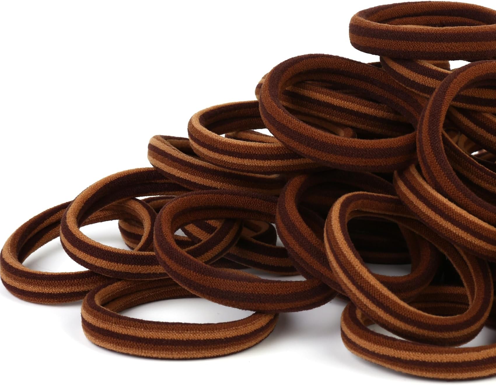 Qarwayoc 50PCS Thick Hair Ties, Cotton Hair Bands for Thick Curly Heavy Hair, Brown, 2 Inch in Diameter, no Damage, Seamless, Two Color MIXTURE, Lasting Fashion