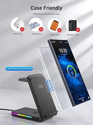 Miniatura 4 de Cargador inalámbrico para estación de carga Samsung para Samsung Galaxy S25 UltraS24 UltraS23Galaxy Bud Series, estación de carga Android 3 en 1,