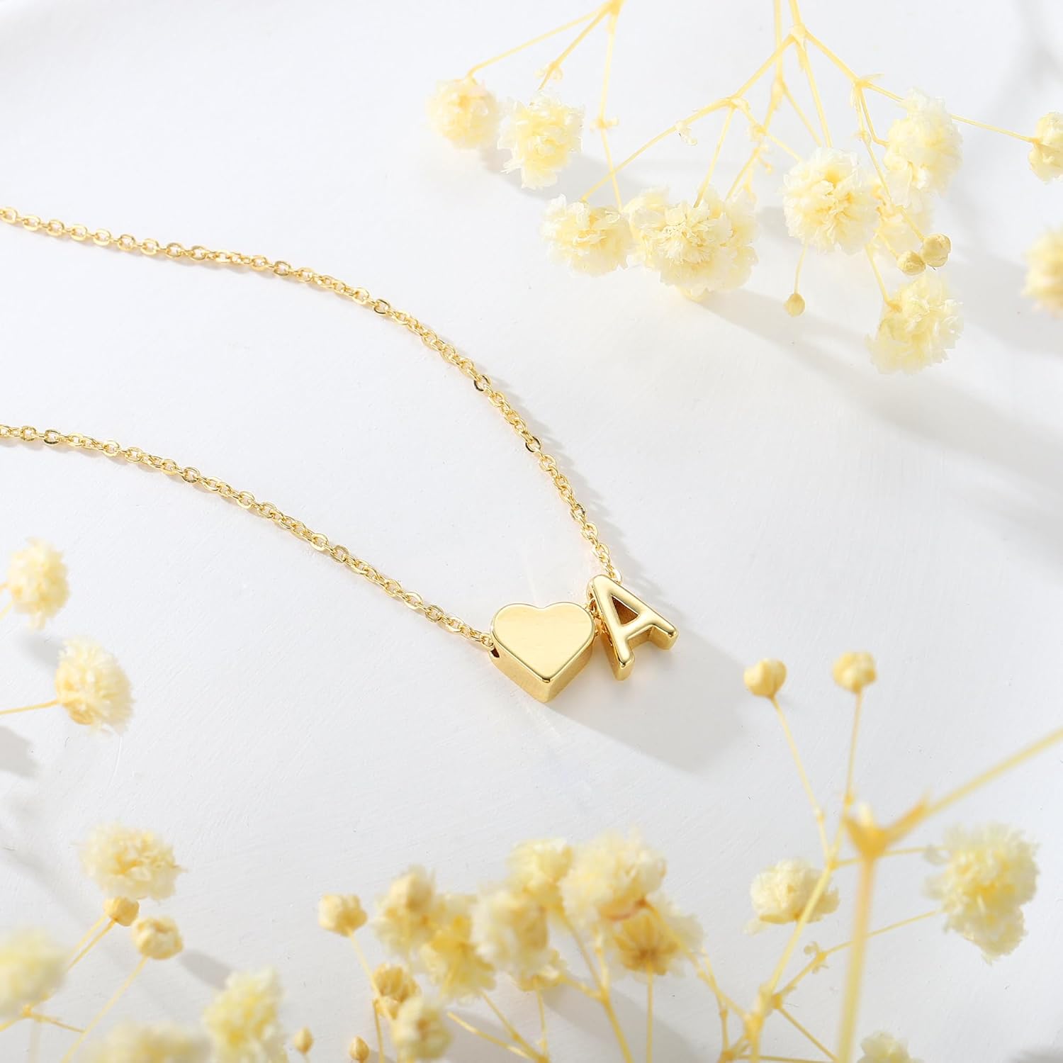 Turandoss Heart Initial Necklace for Women Teen Girls - 18K Gold Plated Letter A-Z Pendant Necklace Dainty Heart Necklaces Tiny Initial Necklaces Birthday Gifts for Women Jewelry - Image 5