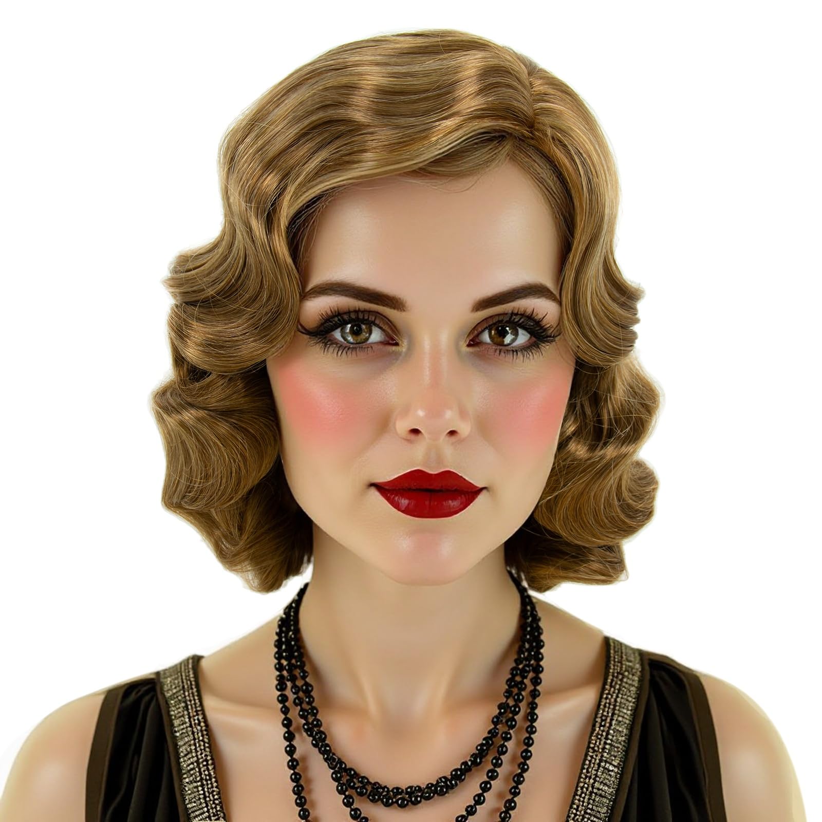 Glonden Blonde 20s Wig for Wome Finger Wave Party Hair Synthetic Full Vintage Wigs for Womens Lady Cosplay Costume Fancy Dress 1920s Flapper Wig