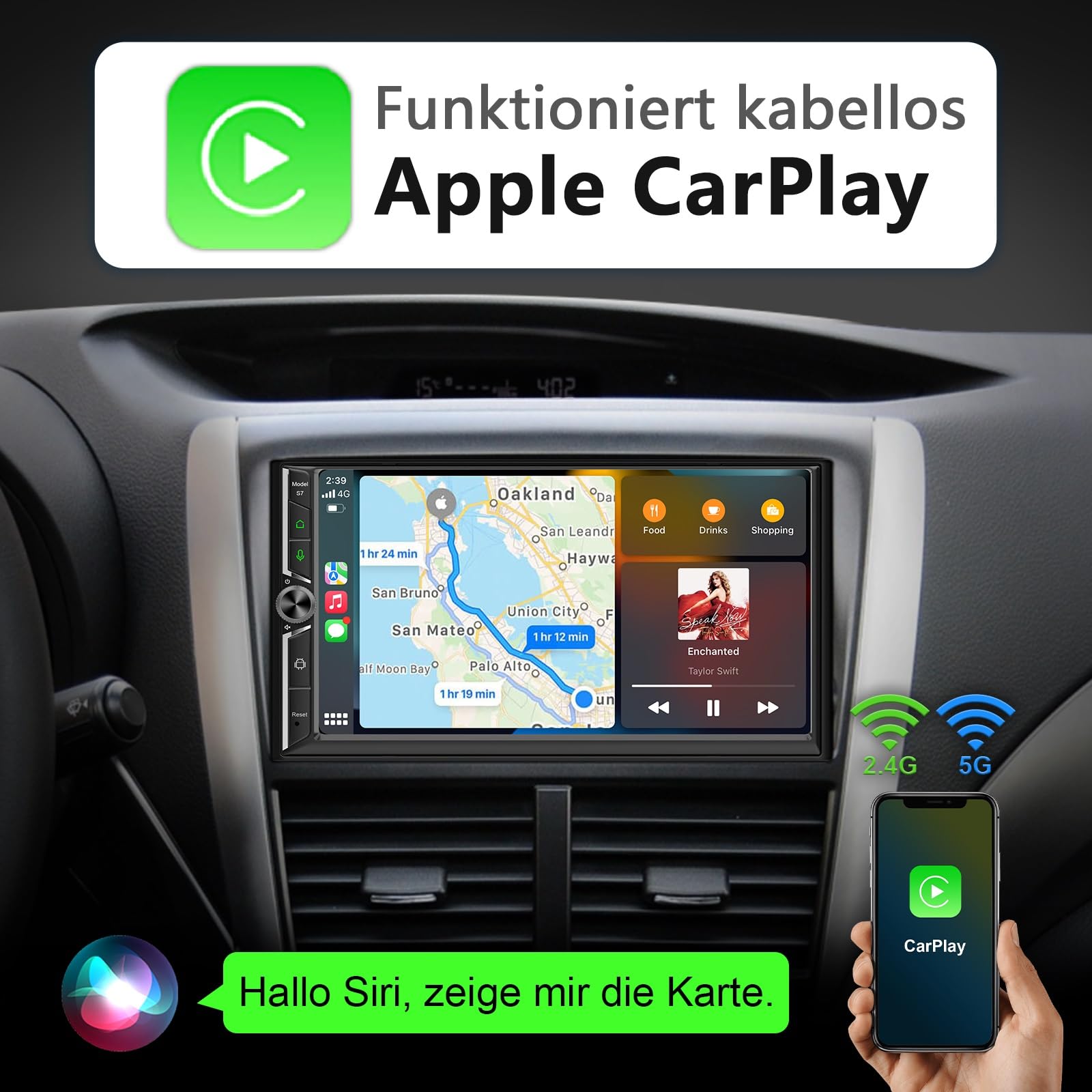 Doppel Din Android Radio 9 Zoll - Mit Wireless CarPlay & Android Auto