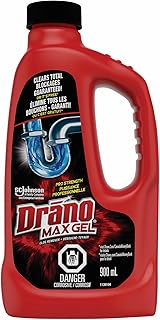 Drano Max Gel Drain Clog Remover and Cleaner, Unclogs and Removes Blockages from Showers and Sinks, 900mL