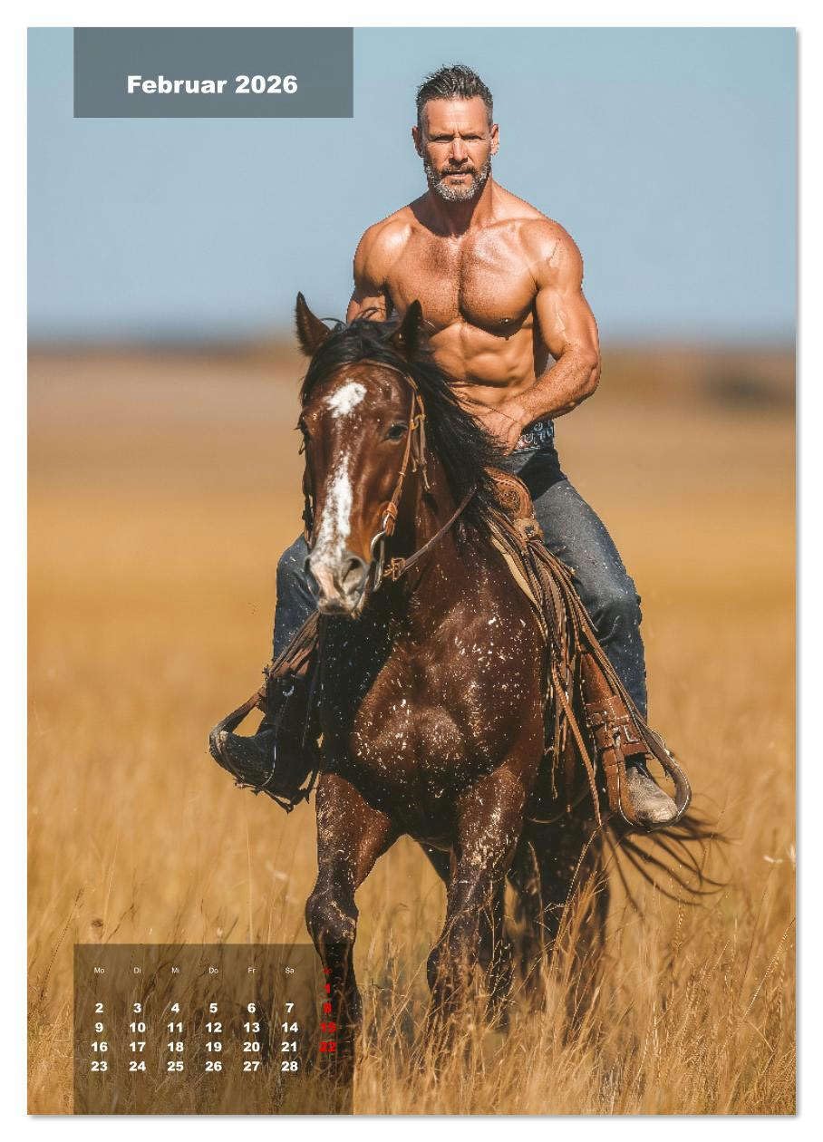 GEILE HENGSTE - Sexy Cowboys mit Ihren Pferden im Männerkalender (Wandkalender 2026 DIN A3 hoch), CALVENDO Monatskalender: Sexy Cowboy Kalender: ... Momenten mit Bart und Hut. (CALVENDO Erotik)