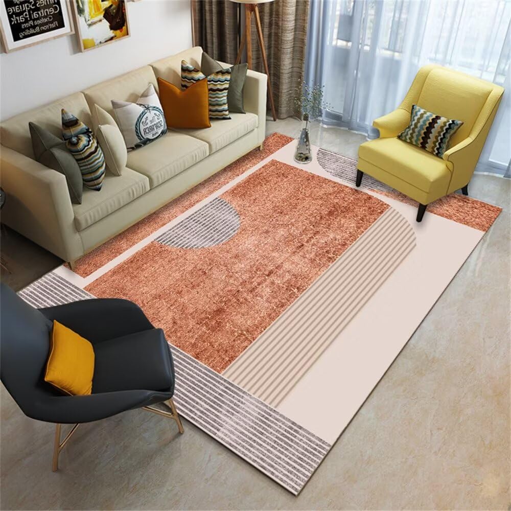 Tapis de salon géométrique rectangulaire contre les allergies