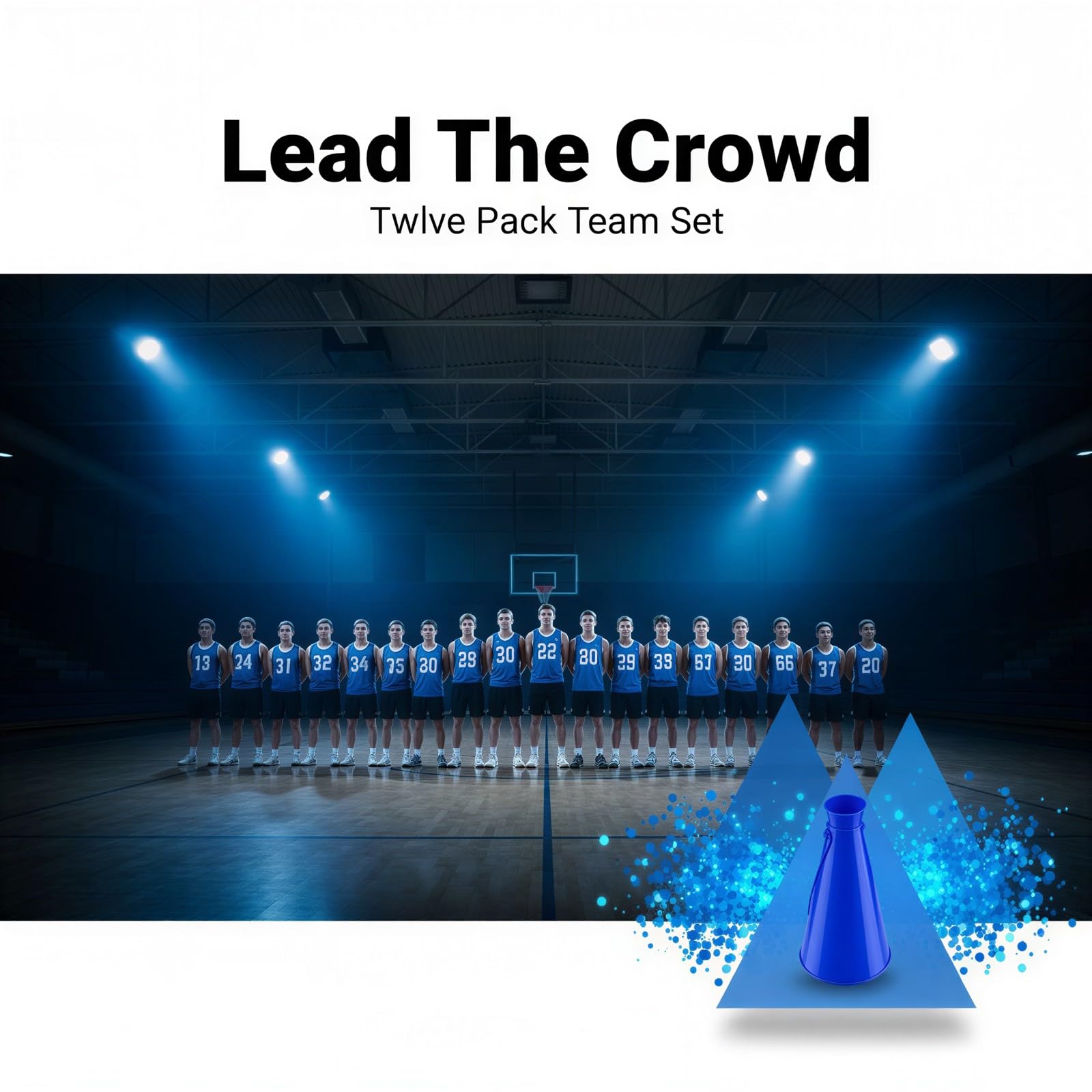 12 megafoni per tifo, in plastica blu, con cordini, 23,1 x 12,4 cm, amplificatore sonoro per eventi sportivi, raduni e feste, accessori per tifo di squadra