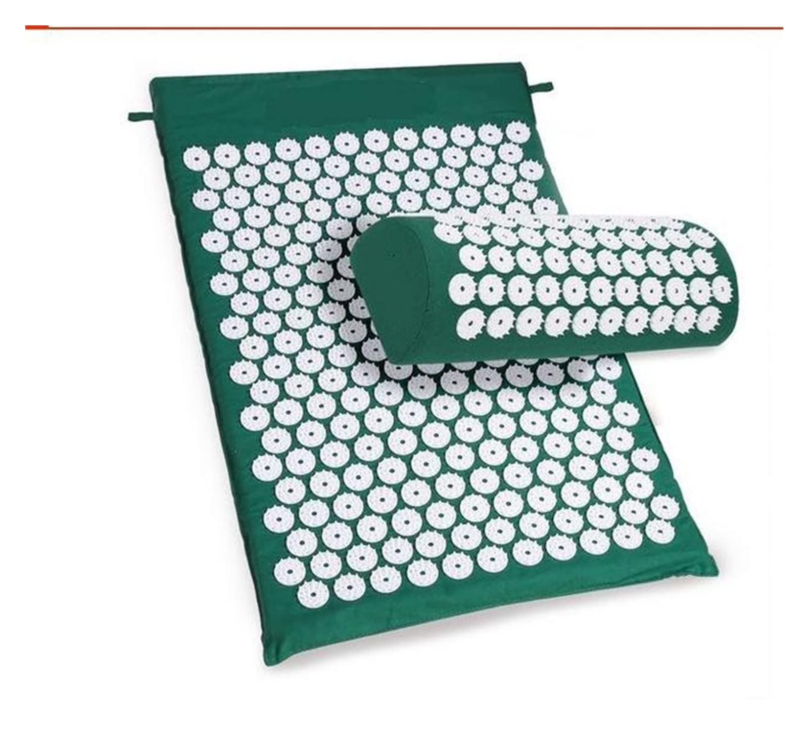Coussin Massant SPIKE ACUPUNCTURE MASSAGE YOGA MAT / OREILLE MASSAGER (APPO.67 * 42CM) Coussin d'acupression Soulager le tapis de douleur corporel arrière Coussin Massant Chauffant(Dark green set)