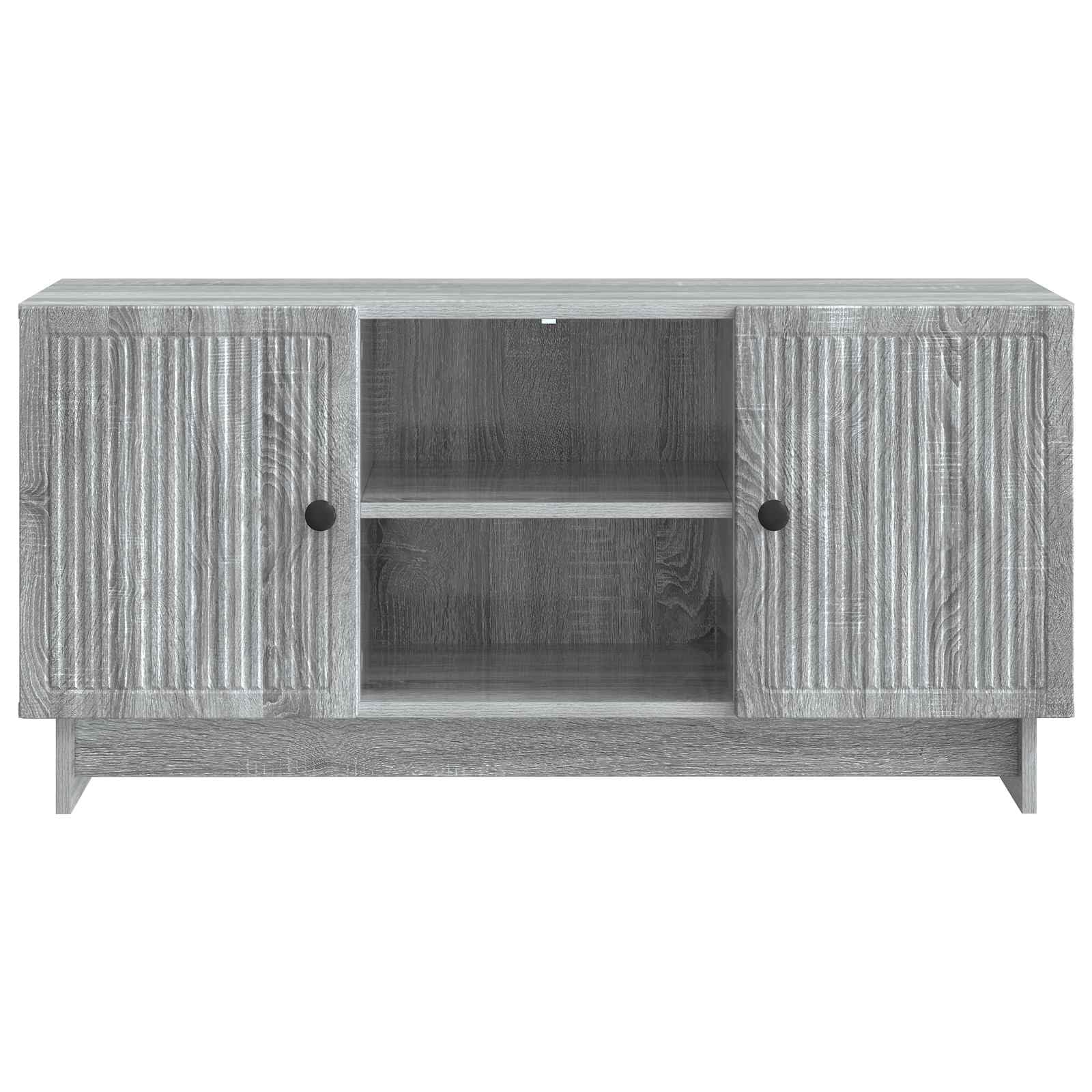 Hothingwell TV-Bank, 102 x 34,5 x 50 cm, Sonoma, Grau, Ingenieurholz | Verstellbare Regale, Türen mit Scharnieren 90 °, Griffe aus Metall, einfache Reinigung mit feuchtem Tuch