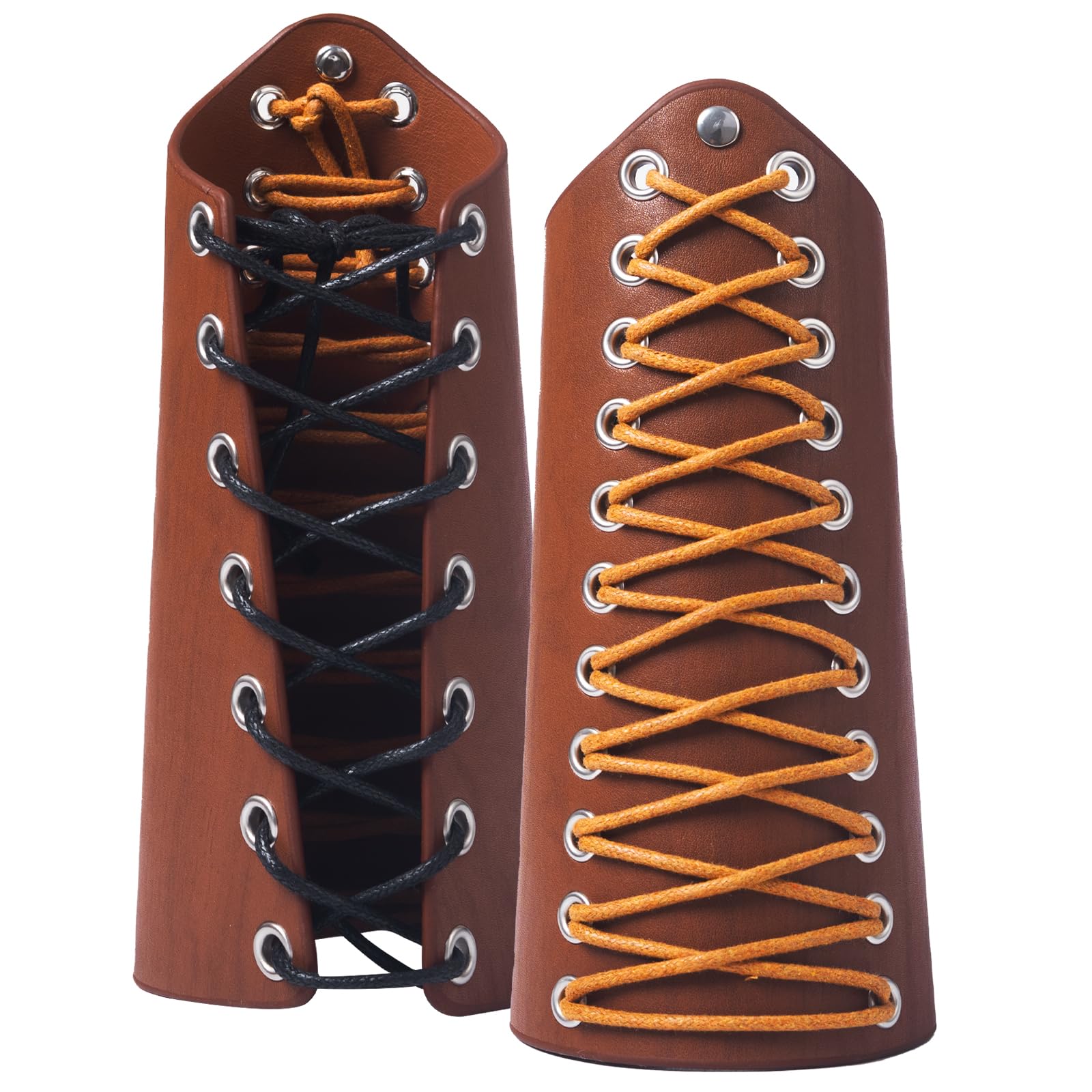 Medieval Arm Bracers,Adjustable Leather Vintage Renaissance Viking Knight Cosplay Arm Guards,Medieval Costume Accessories for Adults Halloween Cosplay ο»Ώ (Style B-Brown)