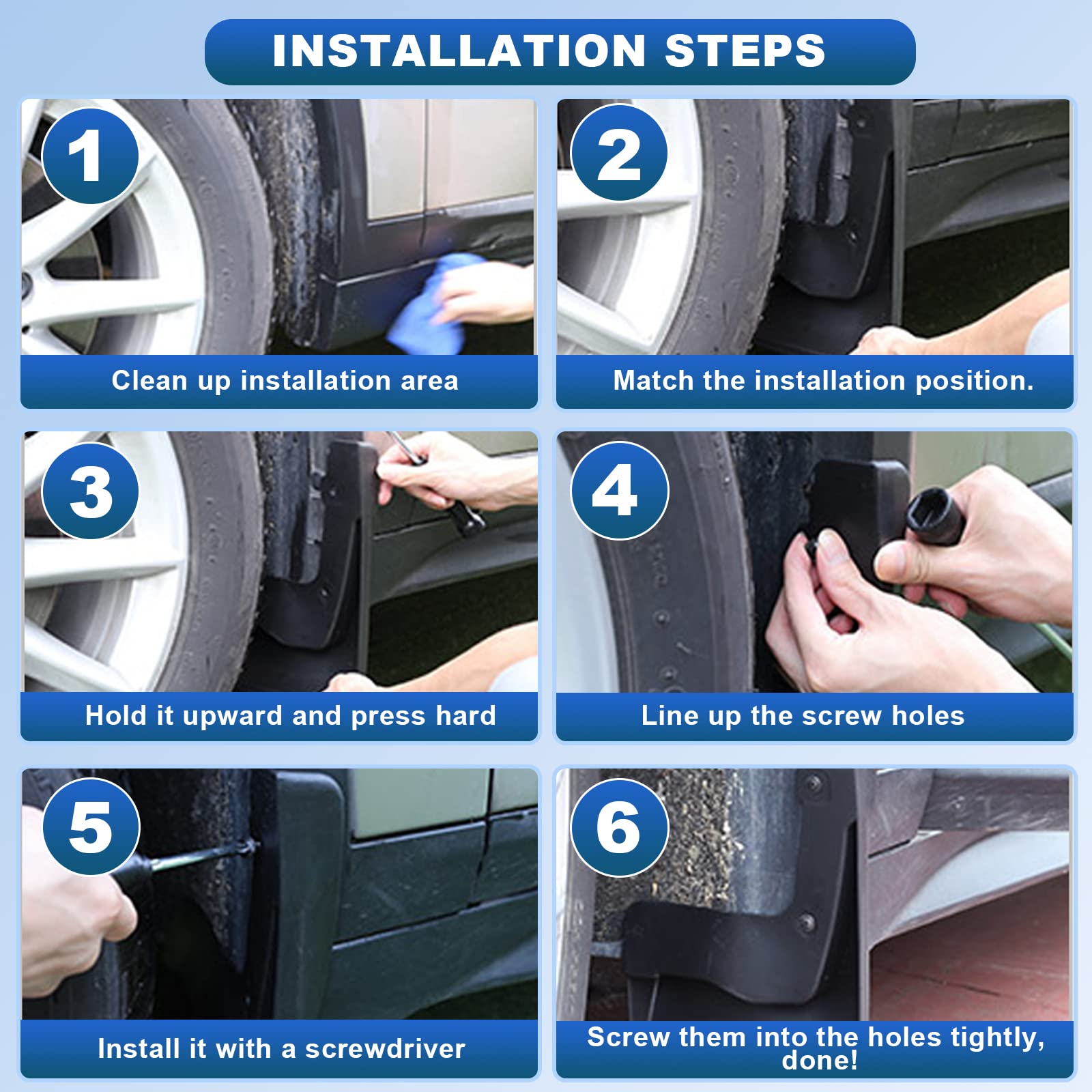 [4 Piezas] CDEFG Compatible con Toyota RAV4 2019-2022 2023 2024 2025 de Aletas de Barro para Coche Protector contra Salpicaduras Guardabarros para Guardabarros con Tornillo de fijación