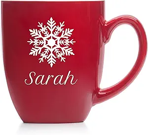 Lifetime Creations Personalized Christmas Mug: Holiday Coffee Mugs, Engraved Christmas Cup Hot Chocolate, Snowflake Mug with Name, Gift for Employees, Teachers, 16 Oz Ceramic Custom Coffee Mug Gift