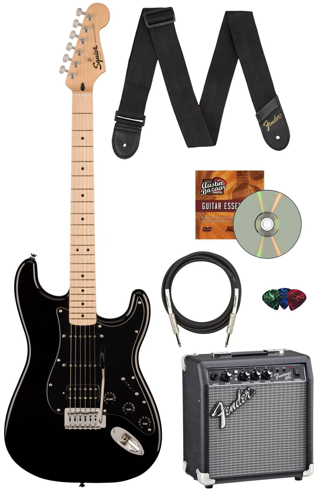 Amazon.com: Fender Squier Sonic Stratocaster HSS-Black Bundle with
