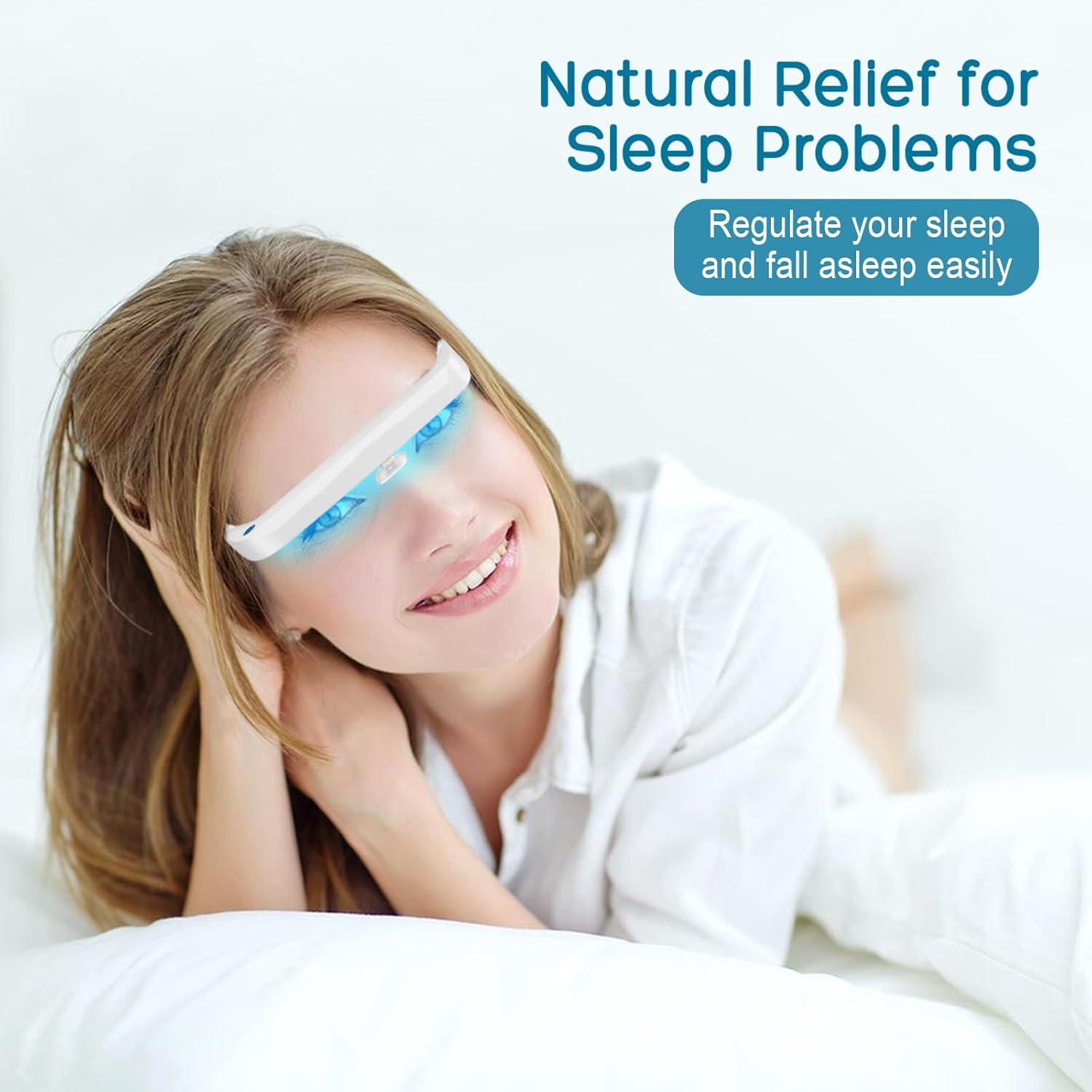 Light Therapy Glasses, Blue-White UV-Free Light Therapy Lamp, Portable Daylight Lamp, Wearable Sunlight Lamp, Boost Energy, Relief for Sleep Problems, Jet Lag, Equivalent to 10000 Lux - Image 3