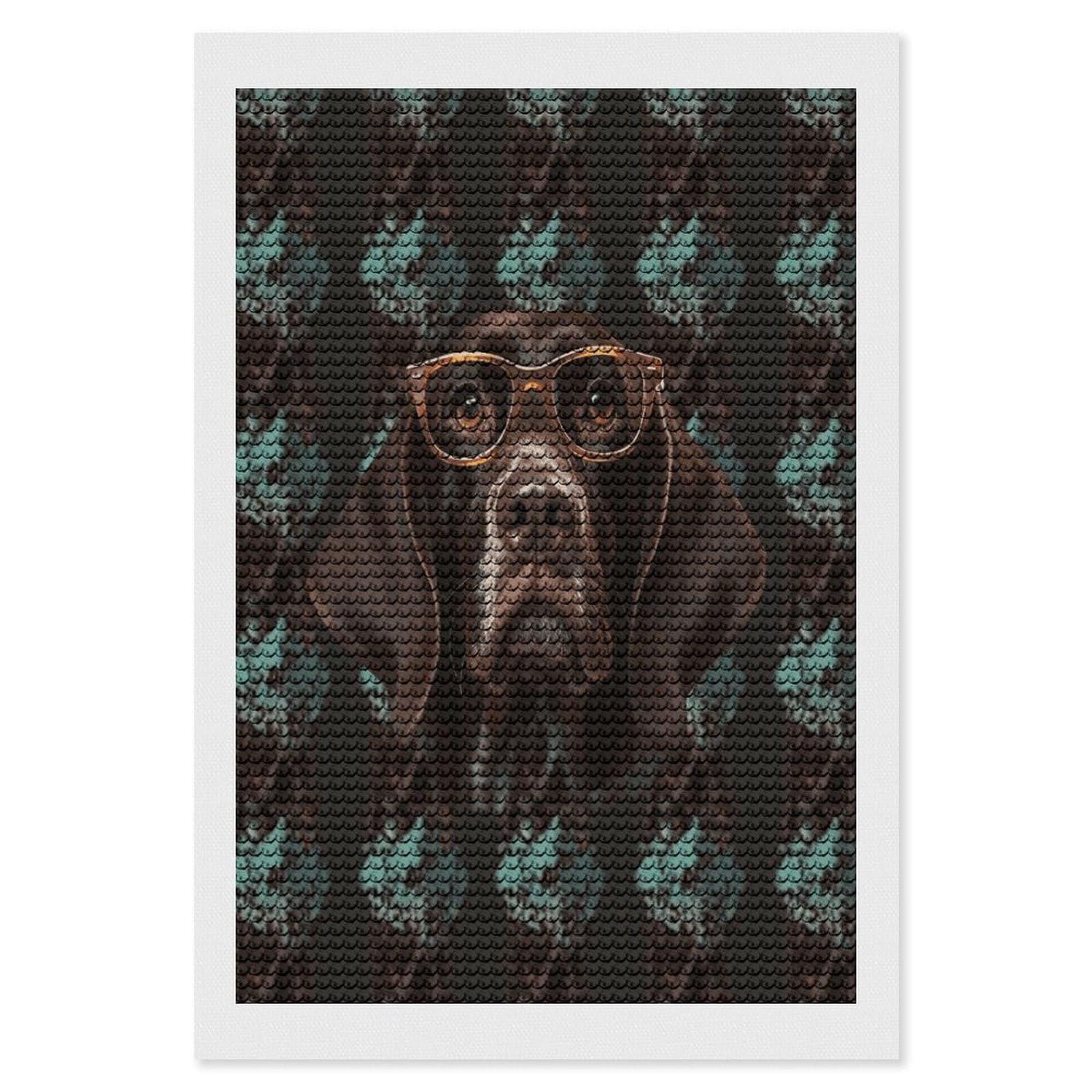 JTREHY German Shorthaired Pointer in Glasses Diamond Art Kits Personalized DIY Round Diamond Painting Kits for Beginner Full Drill Diamonds Dots Paintings for Adults Gem Art Crafts Home Decor
