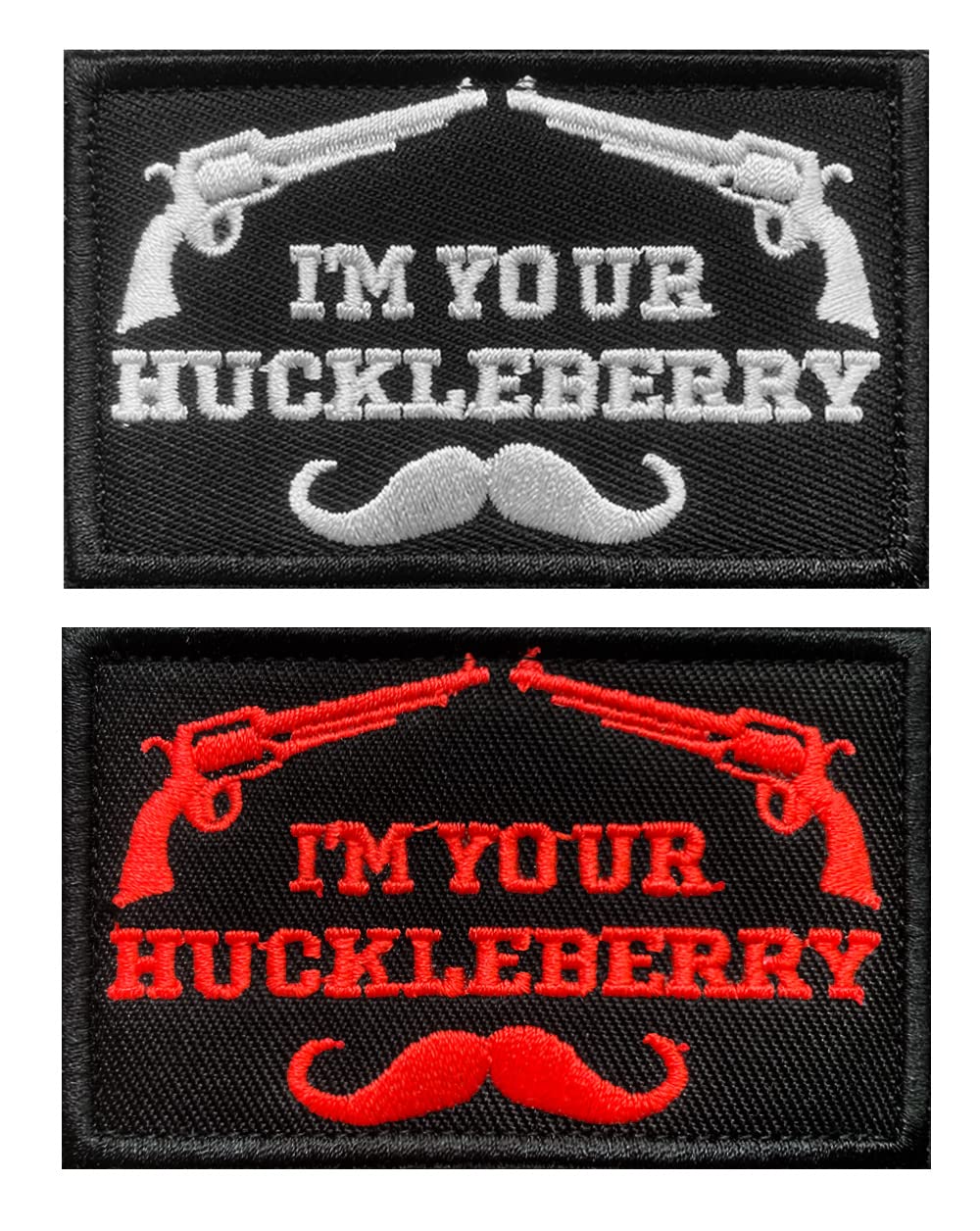 Antrix 2 Pieces I'm Your Huckleberry Patch Embroidered Funny Tactical Applique Fastener Hook & Loop Emblem Badge Patch Military Decor Patch for Clothing Jacket Cap Backpack Vest Dogs