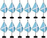 Vista 12 de Juego de banderas argentinas de escritorio con poste negro de 13 pulgadas, base negra y parte superior de lanza, bandera de escritorio argentina