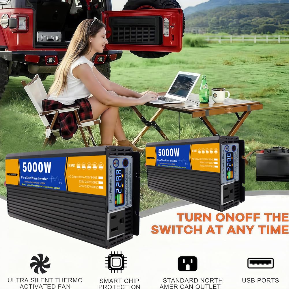 5000 W DC 12 V/24 V/48 V/60 V/72 V Czysta sinusoida Inwerter Ładowarka DC Wejście AC Wyjście 120 V/240 V, Niska Częstotliwość Solar Power Inverter Converter,Dc 72v,AC 220V 60Hz