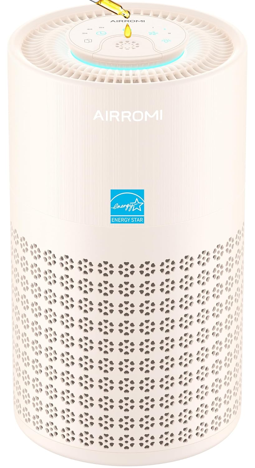 AIRROMI Air Purifier for Bedroom with A2001 Creamy Beige