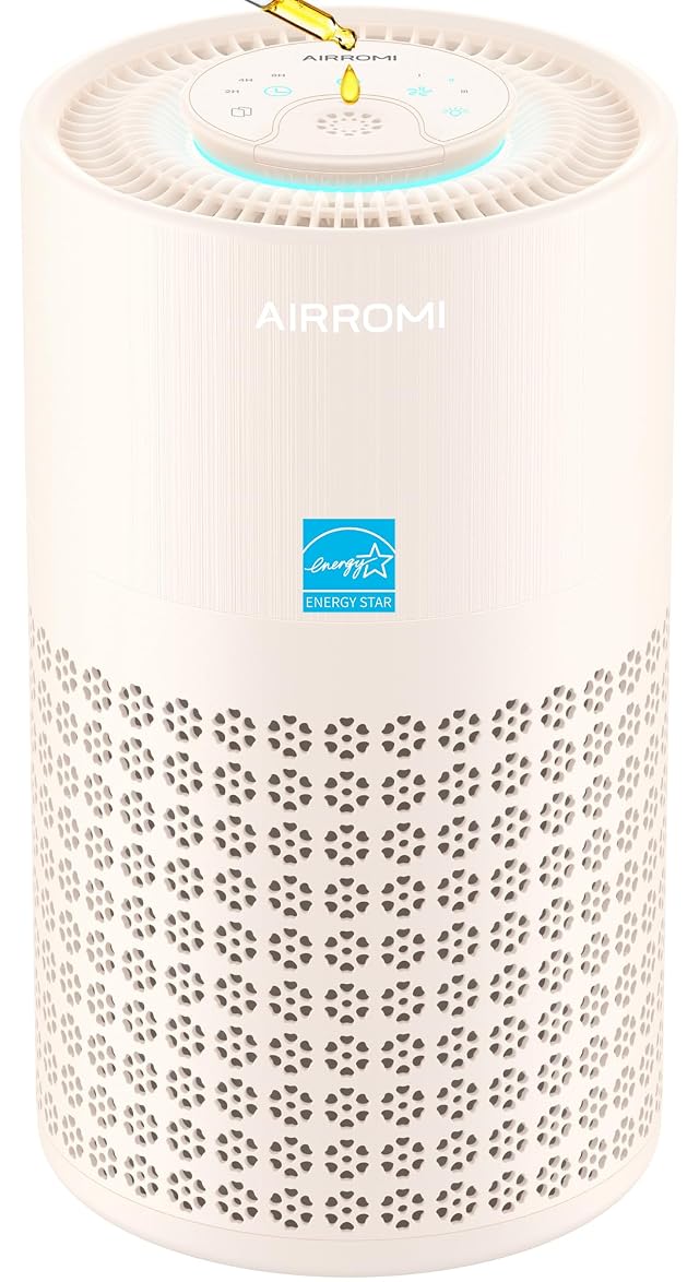 AIRROMI Air Purifier for Bedroom with A2001 Creamy Beige