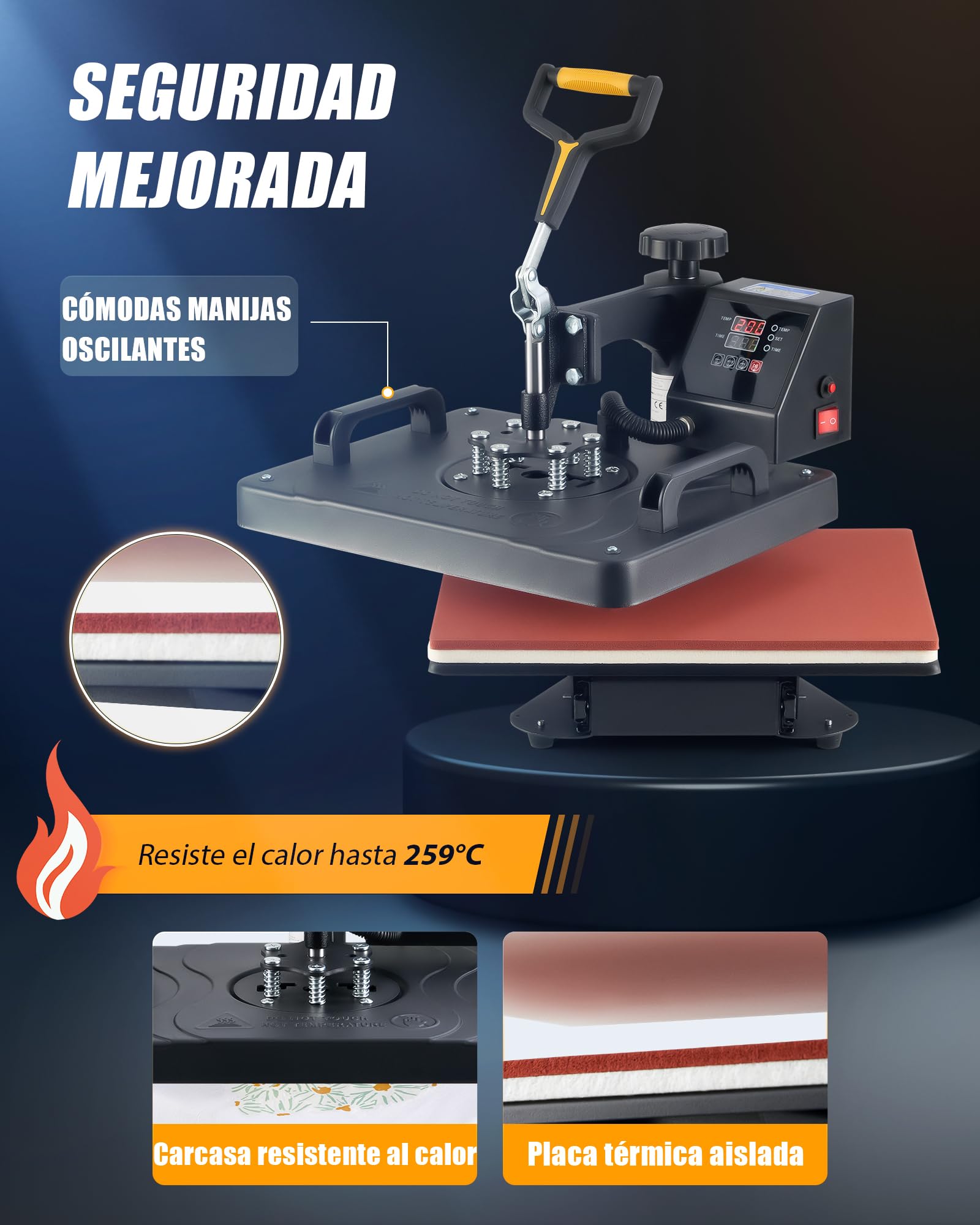 CREWORKS Prensa de Calor 38x30 cm, Maquina de Sublimacion 11 en 1 con Control Digital, Tubos de Calefacción Dual para para Camisetas, Tazas, Sombreros, Platos, Zapatos, Bolígrafo