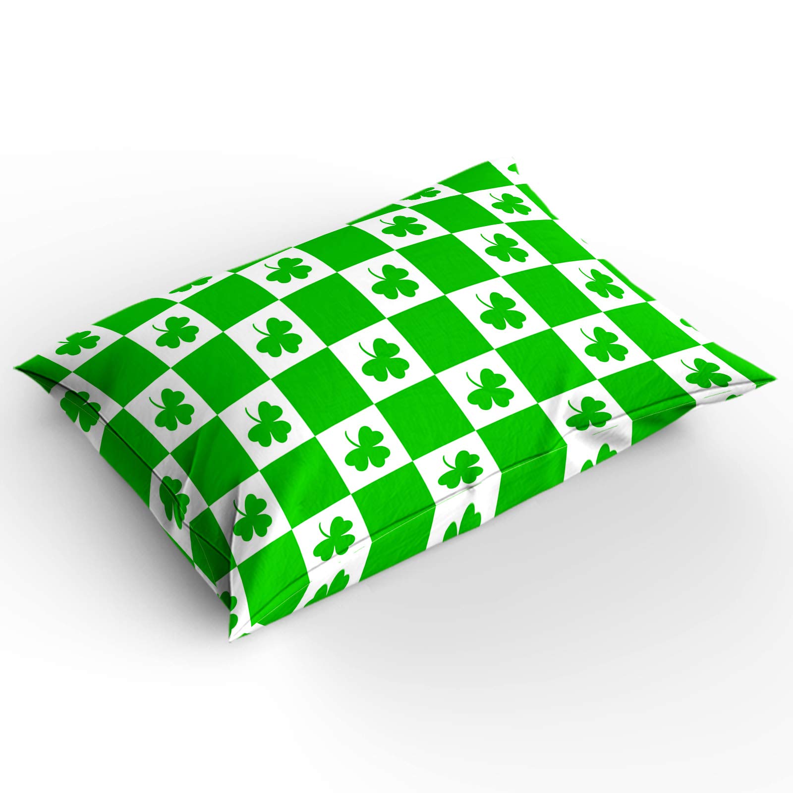NIDITW Set Di 4 Federe Per Cuscino San Patrizio 45x45 Cm - Trifoglio 'Shake Your Shamrock', Tessuto Cotone Lino, Verde Buffalo Check