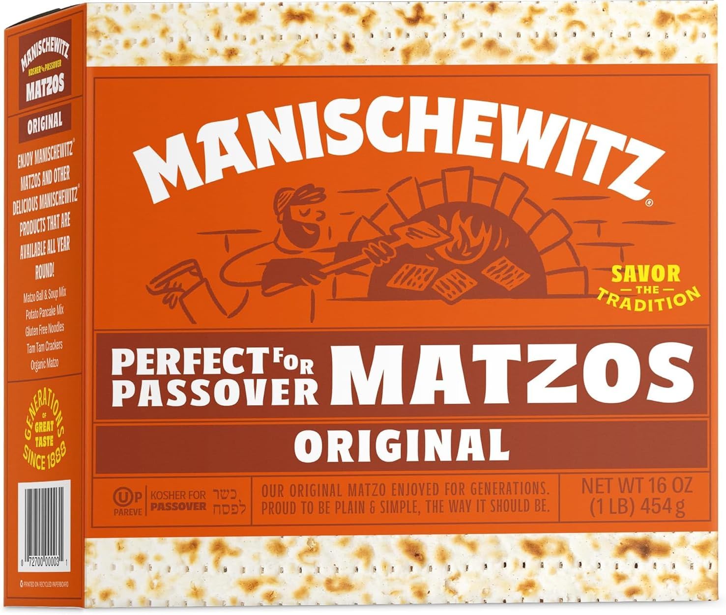 โ Manischewitz Original Matzos 454g | Freshly Baked for Passover 2026 | Just 2 Ingredients | Thin, Crisp, Airy & Delicious!