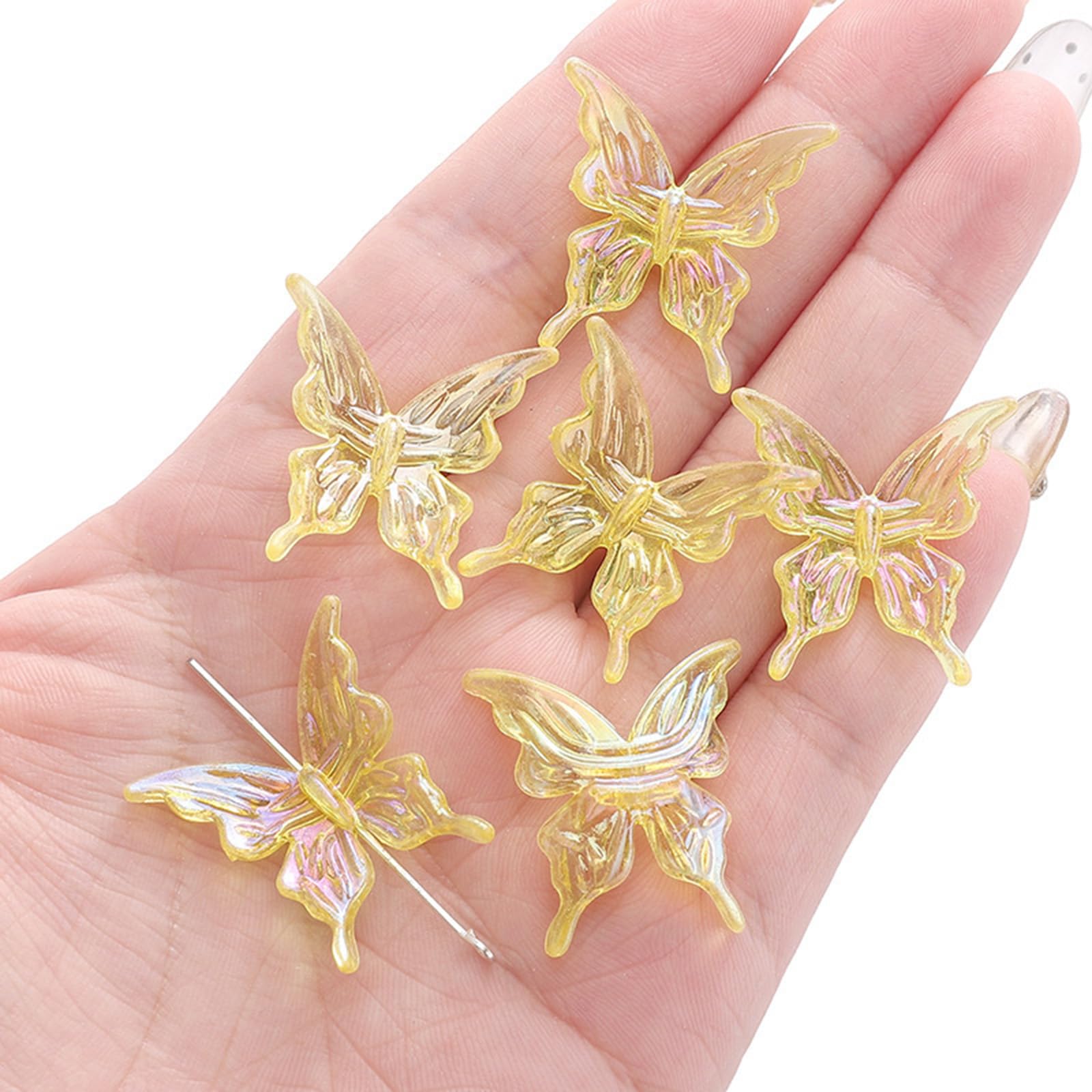 100 Perline A Forma Di Farfalla Per Creazione Gioielli - Ciondoli Colorati In Plastica Per Collane, Bracciali E Orecchini Fai Da Te - Set Artigianale Per Hobby E Bricolage - 3