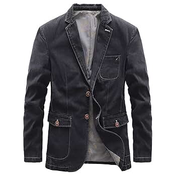【IONSEOUL】Muto Two Button Denim Blazer 4JH516 Mens Denim Blazer Coat Fashion Casual Cotton 2 Buttons Slim