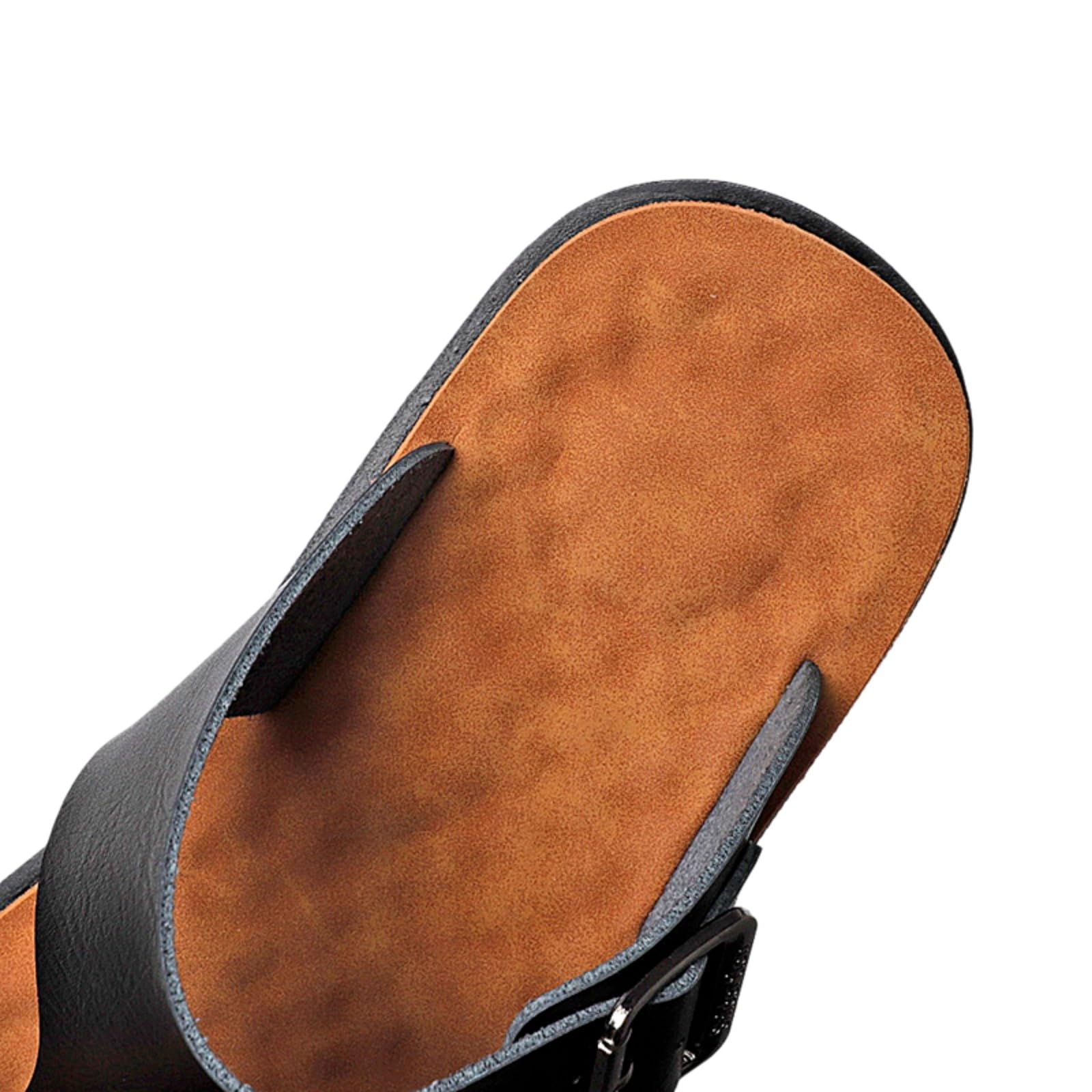 Zapatillas de casa Cuero Verano Los Hombres, Sandalias PU, Deslizamiento Casual En Zapatos Playa para Viajes Y Ocio Al Aire Libre-black-47