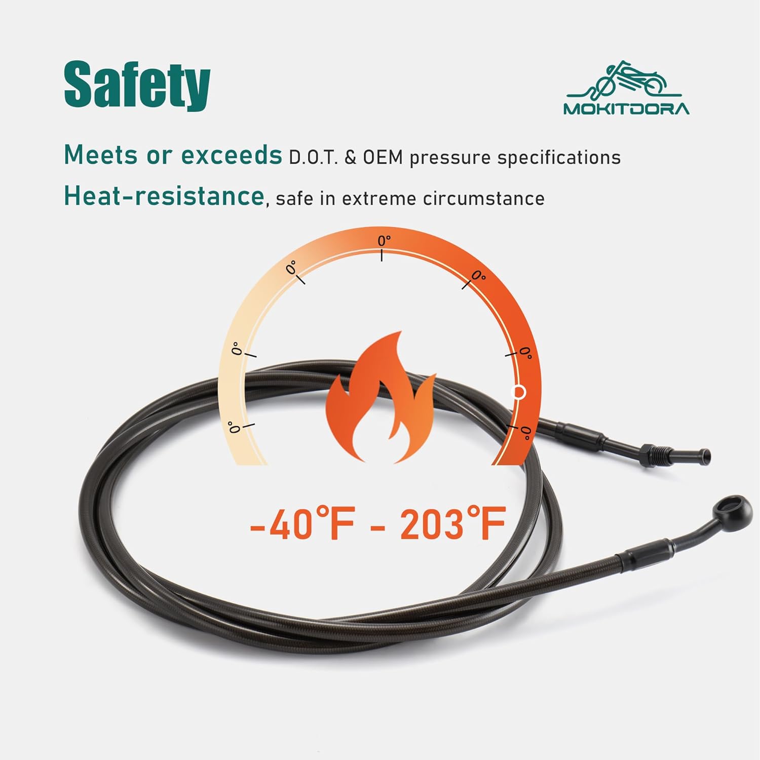 MoKitDora 14"-16" Hydraulic Clutch Cables for Harley Touring Road King Electra Street Glide FLHX FLTR FLHR FLHX 2017-2020 Models, Black