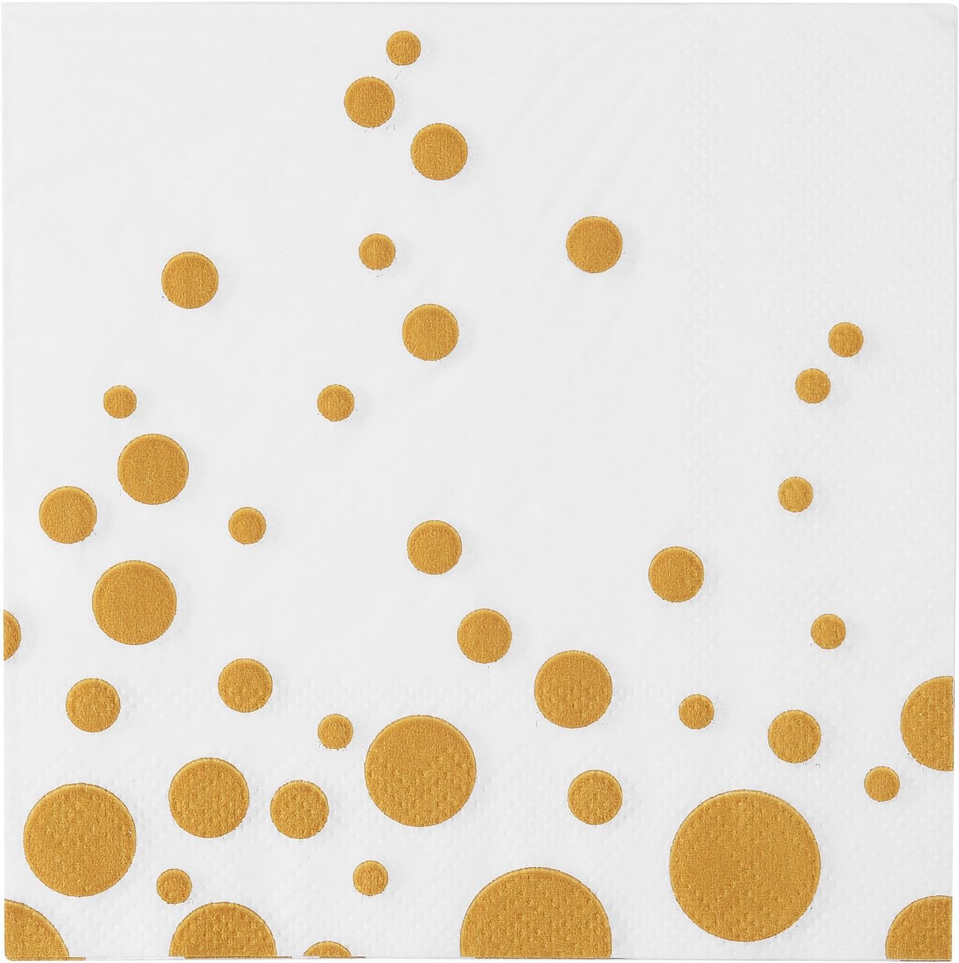 ALINK 100-Pack Gold Dot Paper Cocktail Napkins, Disposable Gold and White Paper Party Napkins