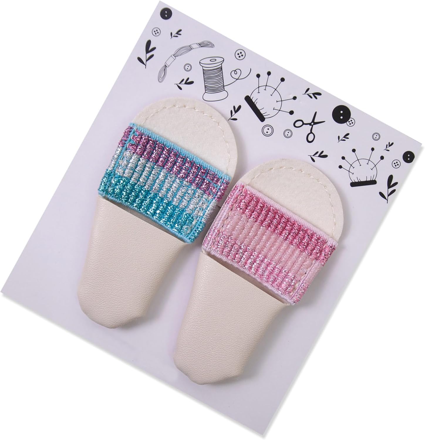 1 Pair Leather Thimble Finger Protector Knitting Finger Guards Tool Sewing Thimble for Needlework Quilting Embroidery