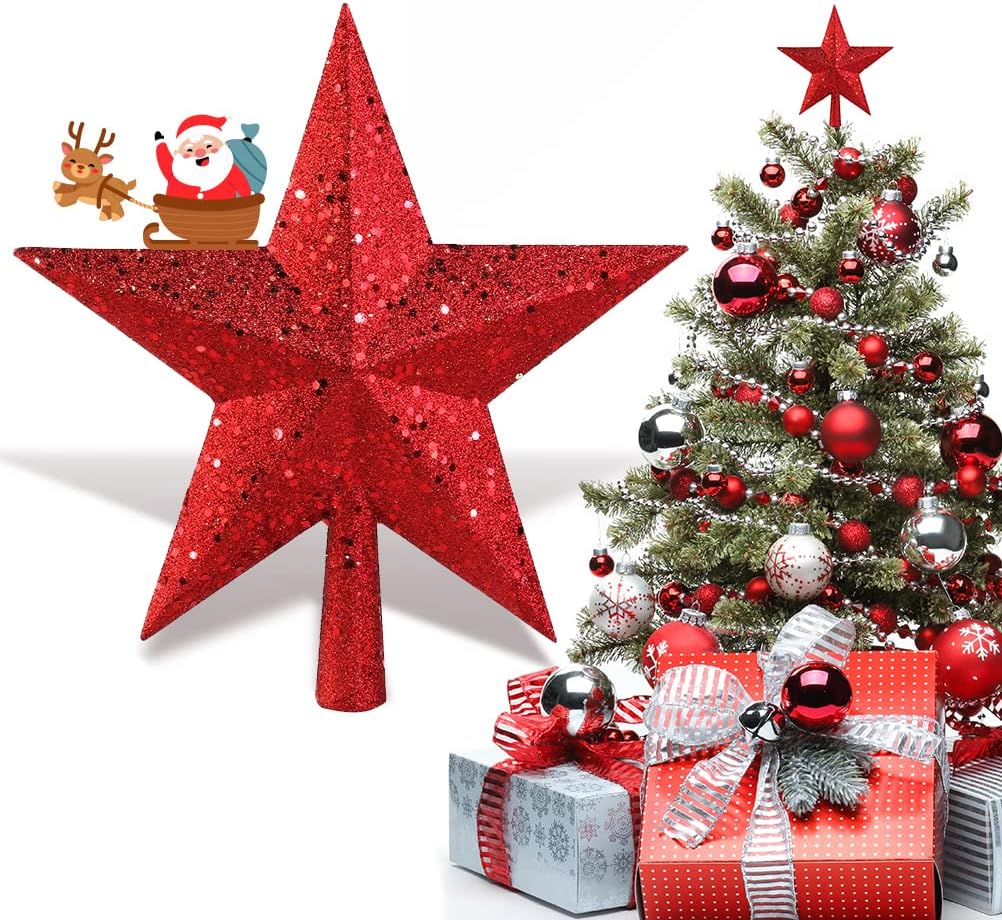 Produktbild von GXFCING Christbaumspitze Baumspitze Stern Glitzer 3D Metallic Weihnachtsbaumspitze Tannenbaum Spitze Stern Für Weihnachtsbaum