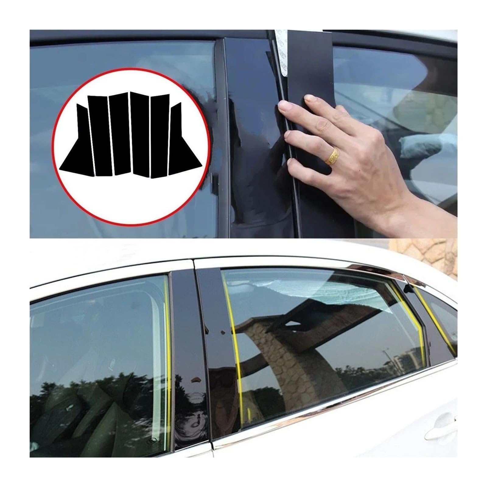 6 szt. naklejek na szybę samochodową, na kolumnę BC, Compatible With VW, Compatible With Jetta Sedan 2019-2022 zabezpieczenie słupków okiennych