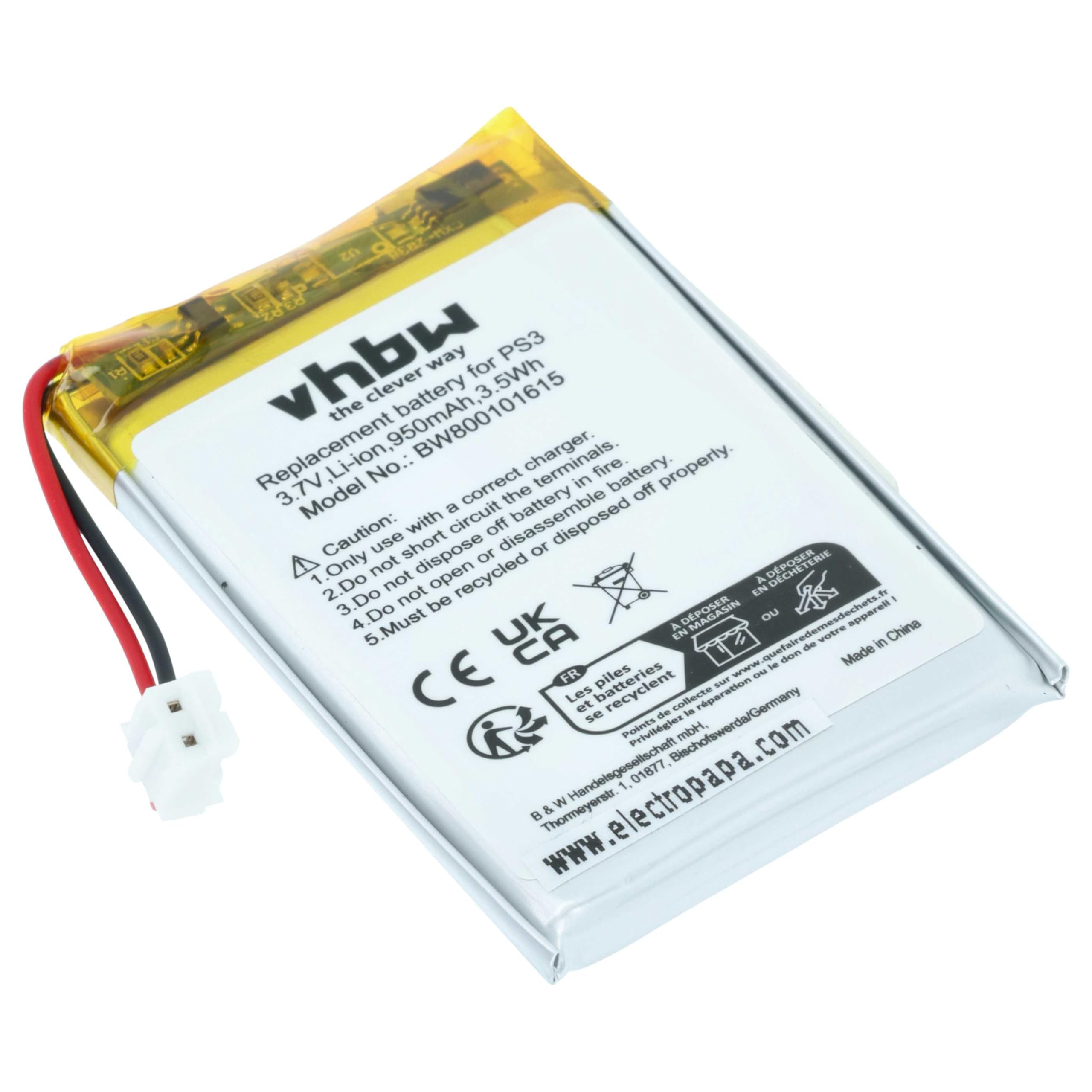 vhbw 2 x bateria kompatybilna z Sony Playstation 3 PS3 Sixaxis Wireless Controller Gamepad (950 mAh, 3,7 V, Li-ion)