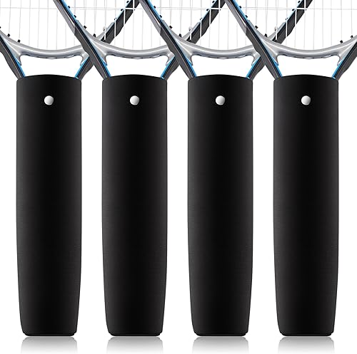 4 Pcs Tennis Racket Handle Covers Tennis Racket Grip Cover Removable Protective Handle Wrap Non Slip Canvas Grip Protector for Active Players