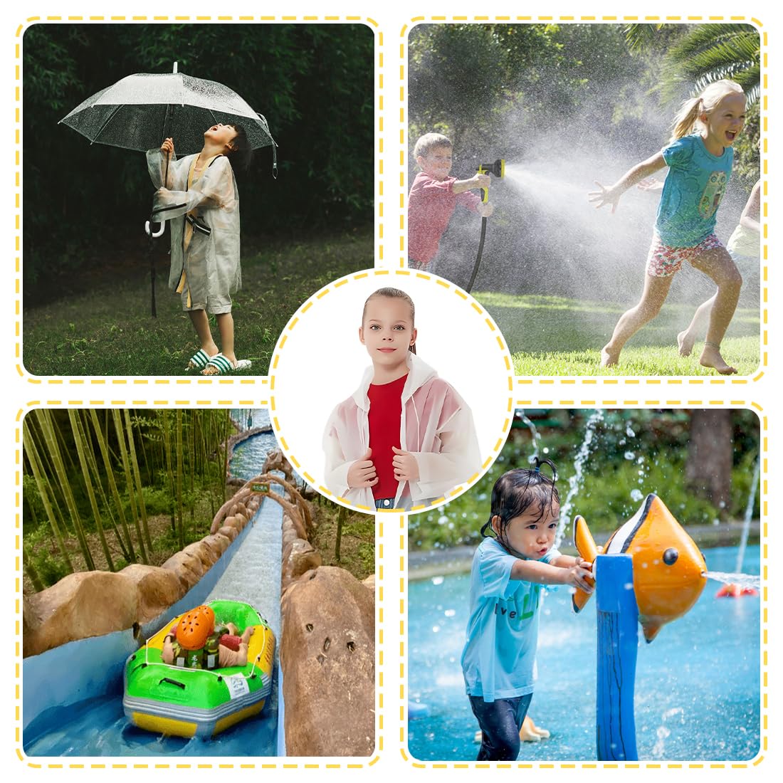 2 Piezas Eva Poncho Reutilizable,Poncho de lluvia para niños,Poncho de lluvia impermeable portátil,Adecuado para niños