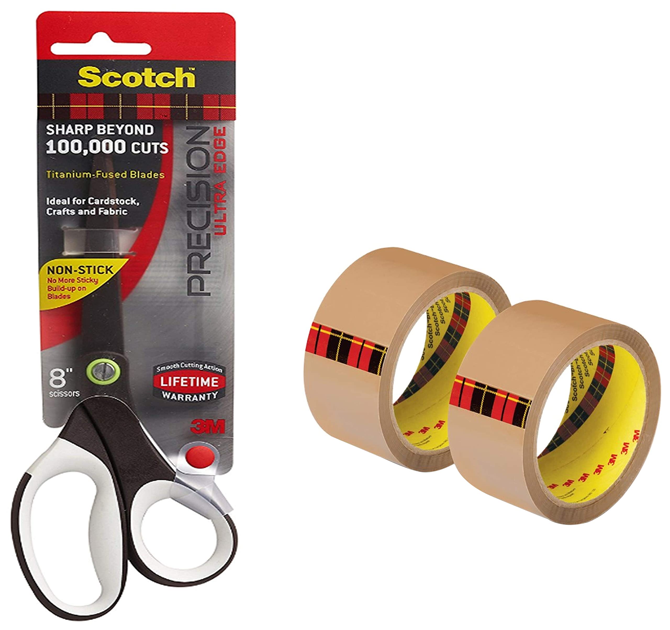Scotch 3M BOPP Packaging Brown Tape (Tan) Pack of 2 | & 3M Titanium Scissors | 8" Multipurpose (B0B93YCJV8) Amazon Price History, Amazon Price Tracker