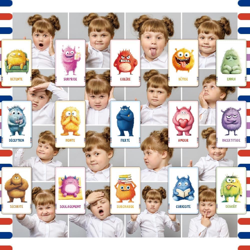 Cartes émotions Enfant – 32 Cartes éducatives illustrées, Jeu éducatif Gestion émotions, empathie et Communication, Cartes pédagogiques Maternelle Primaire, Outil éducatif école et Famille - 2