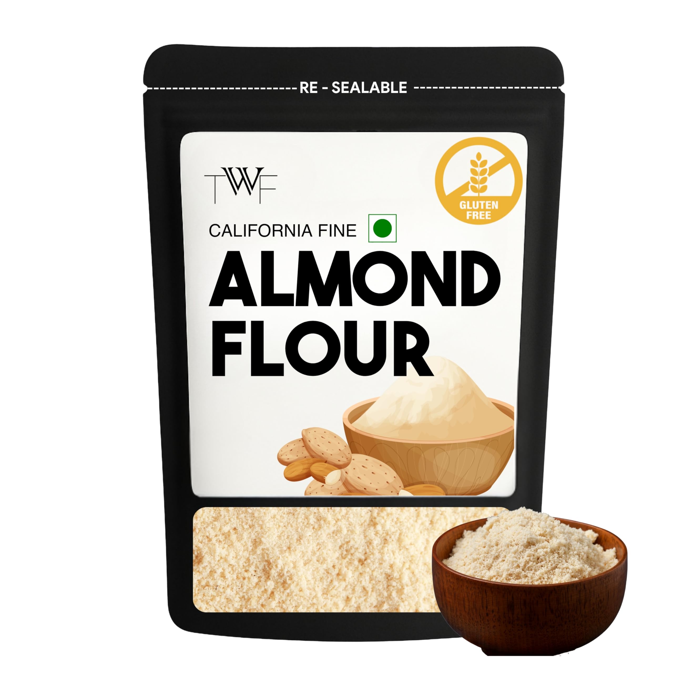 TWF 100% Blanched Almond Flour - Keto-Friendly, Gluten-Free, High Protein, Antioxidant-Rich, and Vitamin-Packed for Baking Cakes, Breads & Rotis (1 Kg)