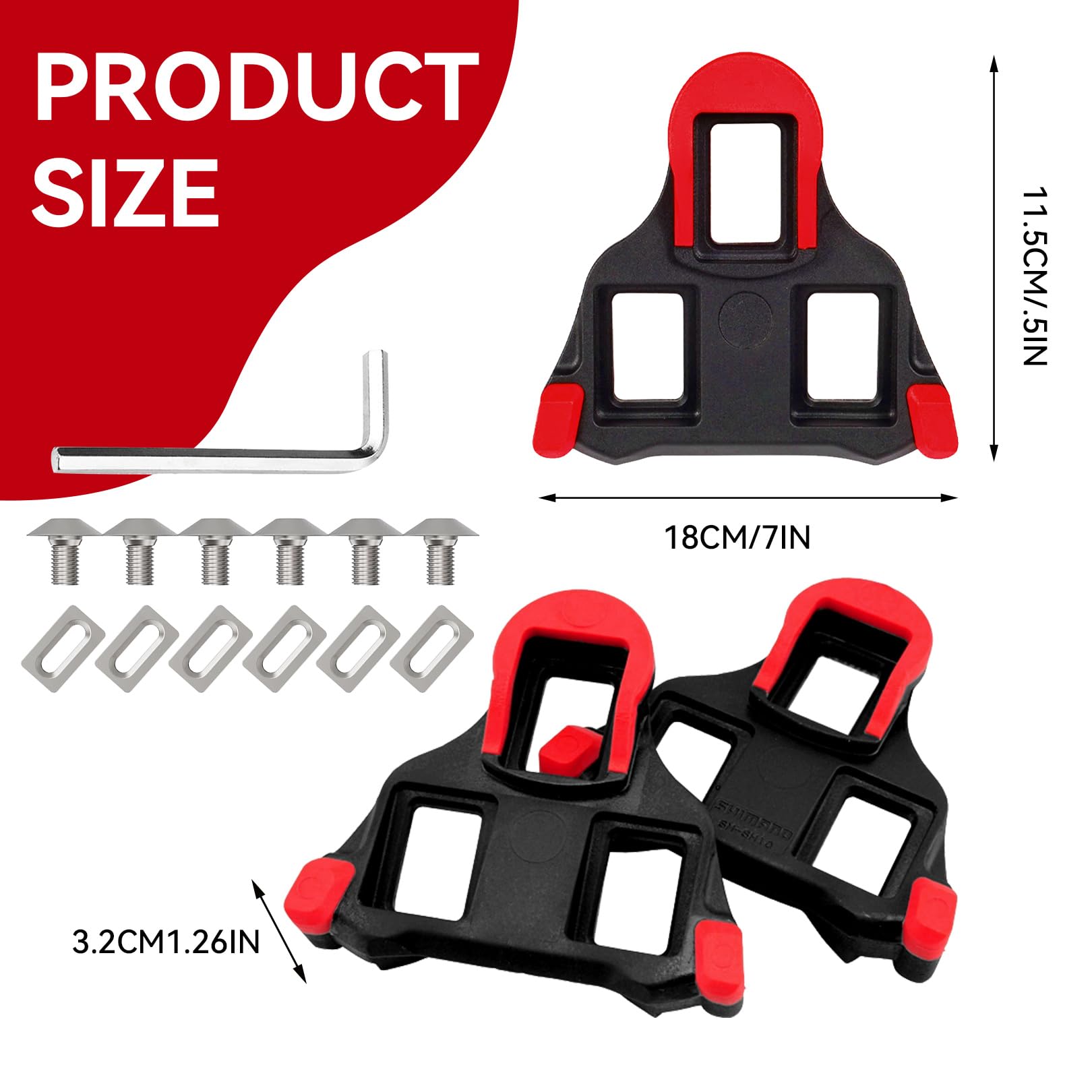 Taquets SPD SL Cleats Pour Pédales Shimano – Lot Accessoires Vélo Route VTT – Rouge – Avec Vis & Plaques Acier