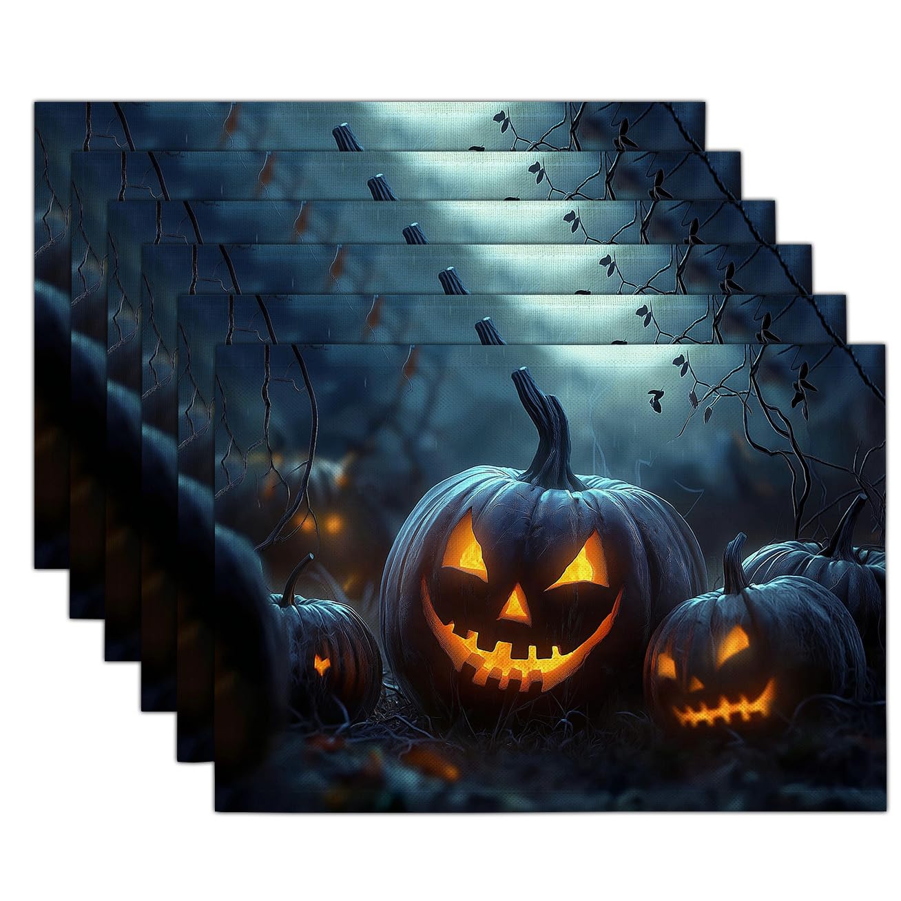 Set de table Halloween citrouille noir et orange pour repas festif